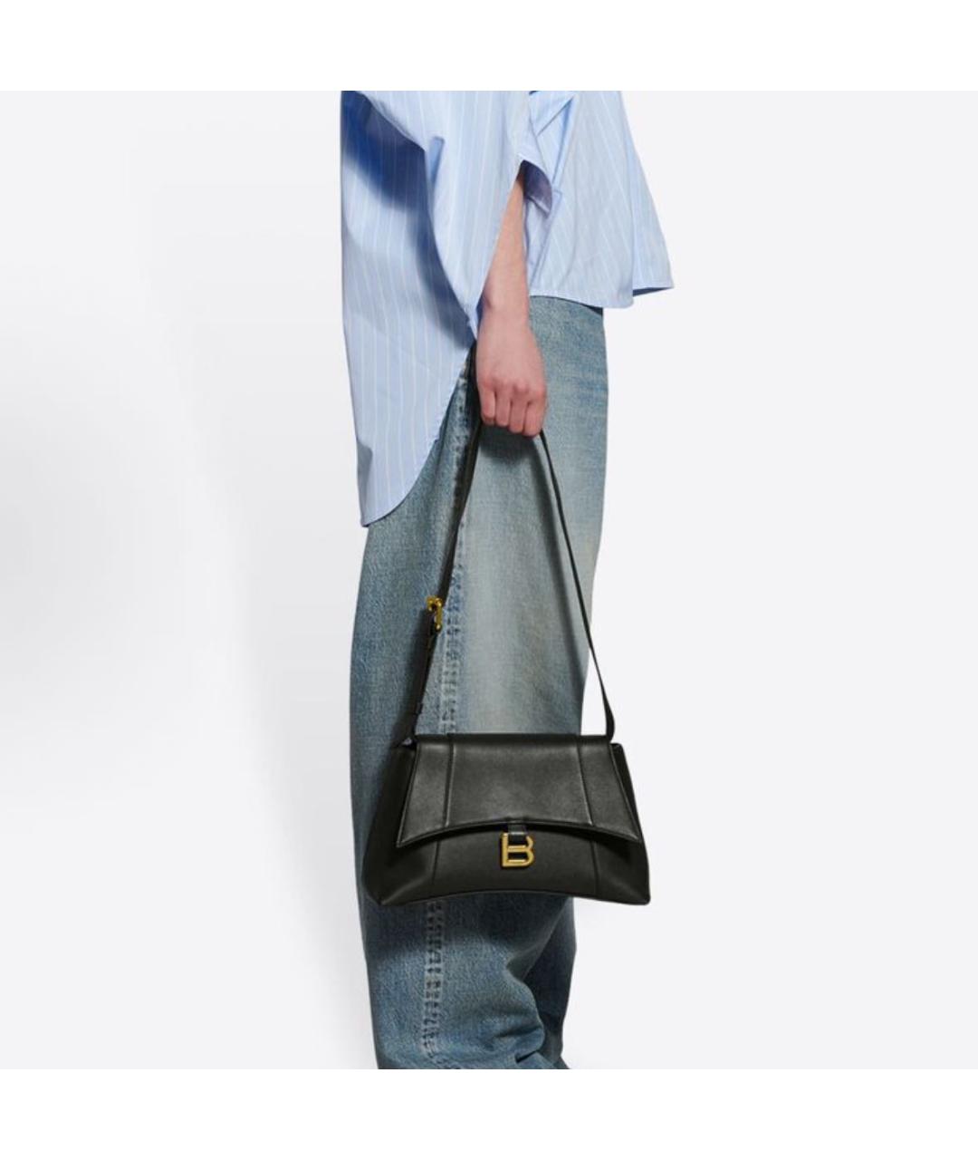 BALENCIAGA Черная кожаная сумка с короткими ручками, фото 6
