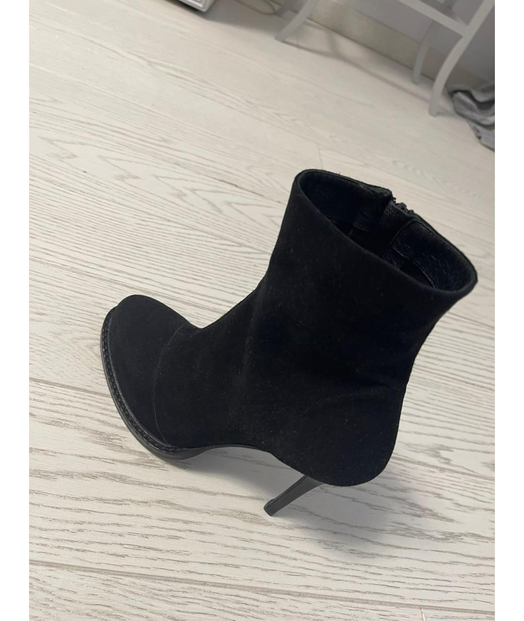 ANN DEMEULEMEESTER Черные нубуковые ботильоны, фото 6