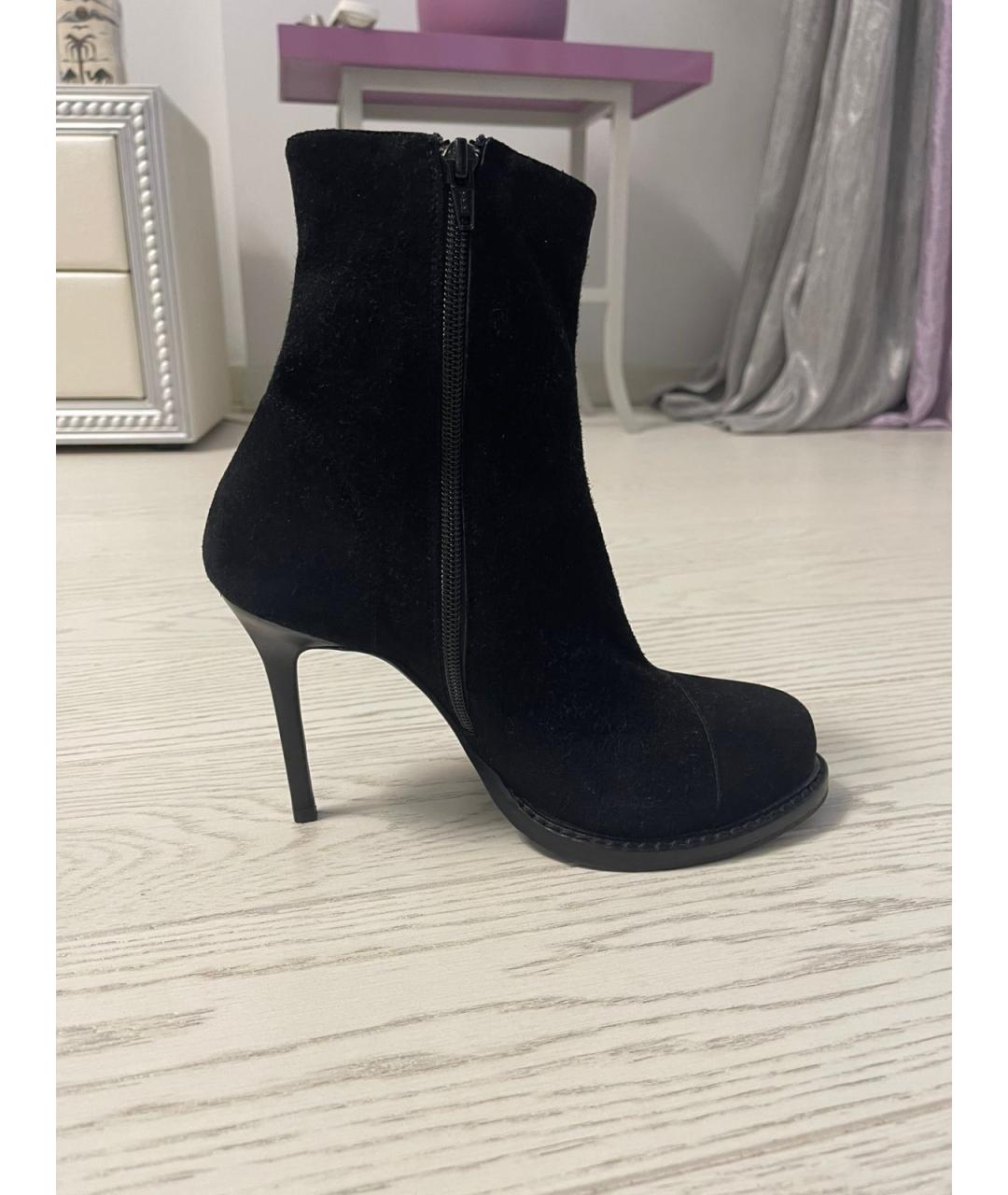 ANN DEMEULEMEESTER Черные нубуковые ботильоны, фото 10