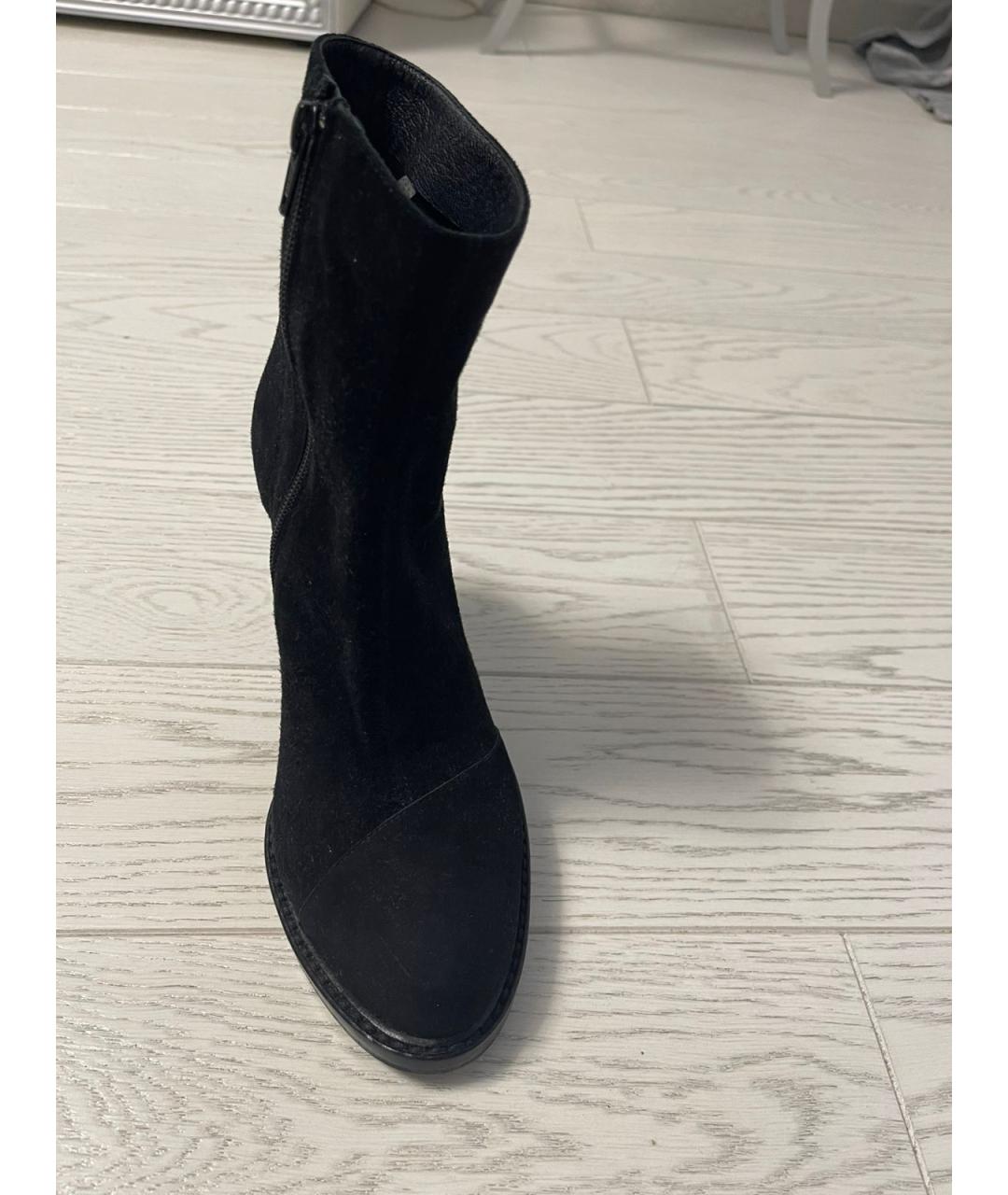 ANN DEMEULEMEESTER Черные нубуковые ботильоны, фото 7