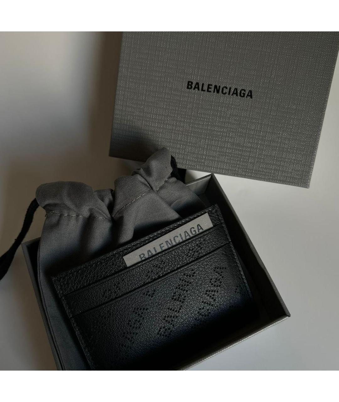 BALENCIAGA Черный кожаный кардхолдер, фото 3