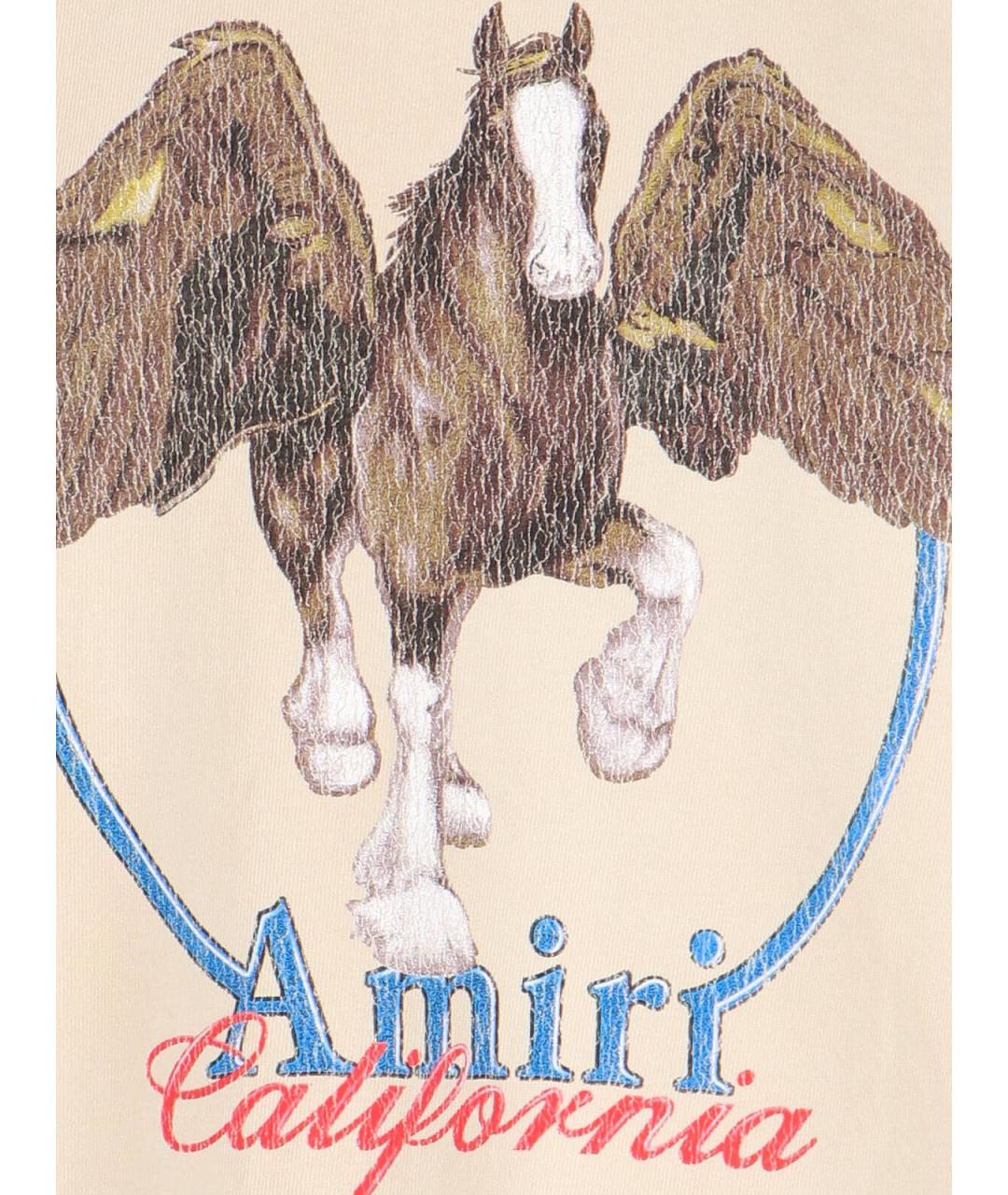 AMIRI Бежевая хлопковая футболка, фото 3