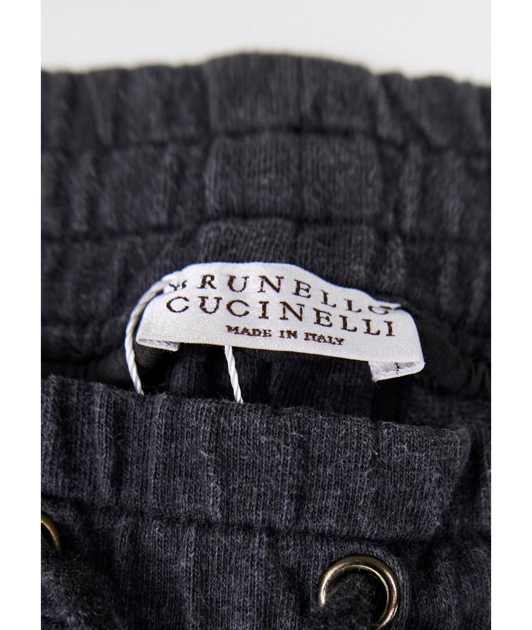 BRUNELLO CUCINELLI Серые хлопковые брюки узкие, фото 3