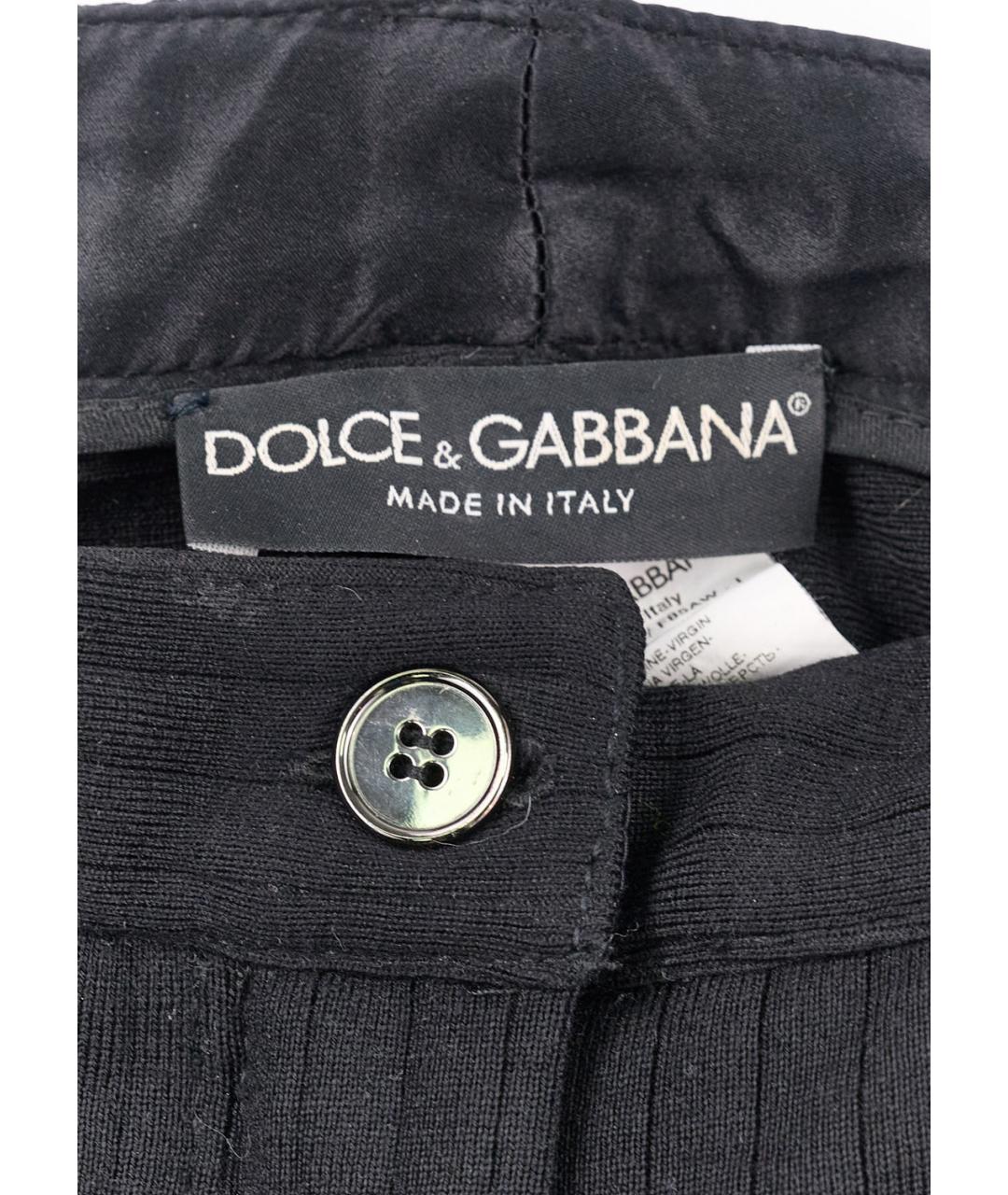 DOLCE&GABBANA Черные шерстяные прямые брюки, фото 3