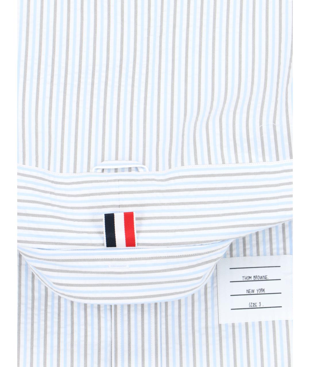 THOM BROWNE Голубая хлопковая кэжуал рубашка, фото 5