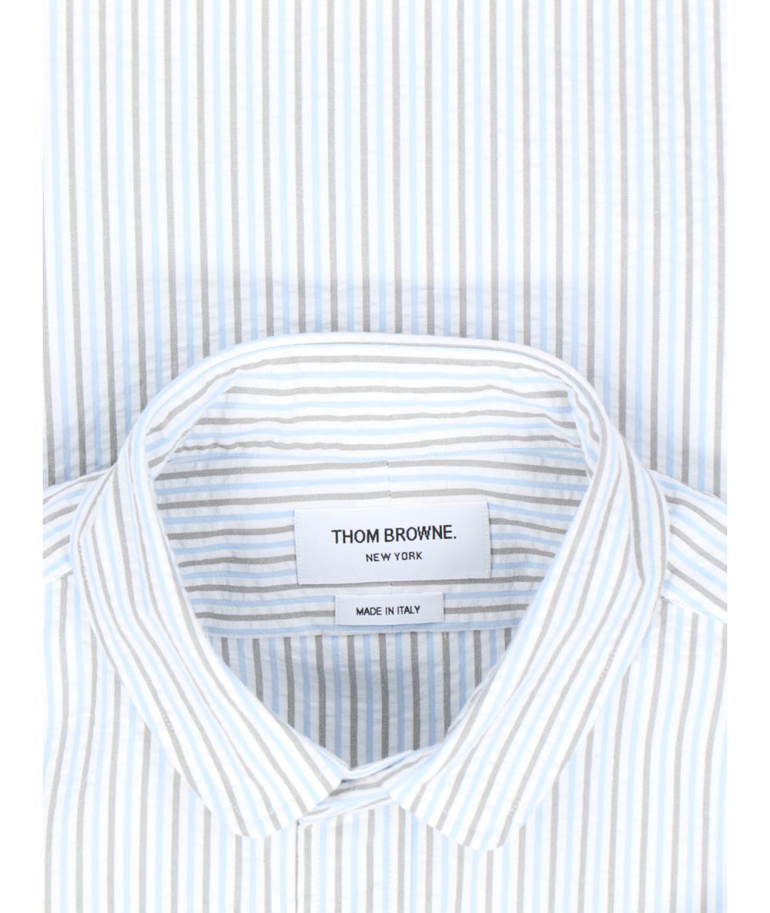 THOM BROWNE Голубая хлопковая кэжуал рубашка, фото 3