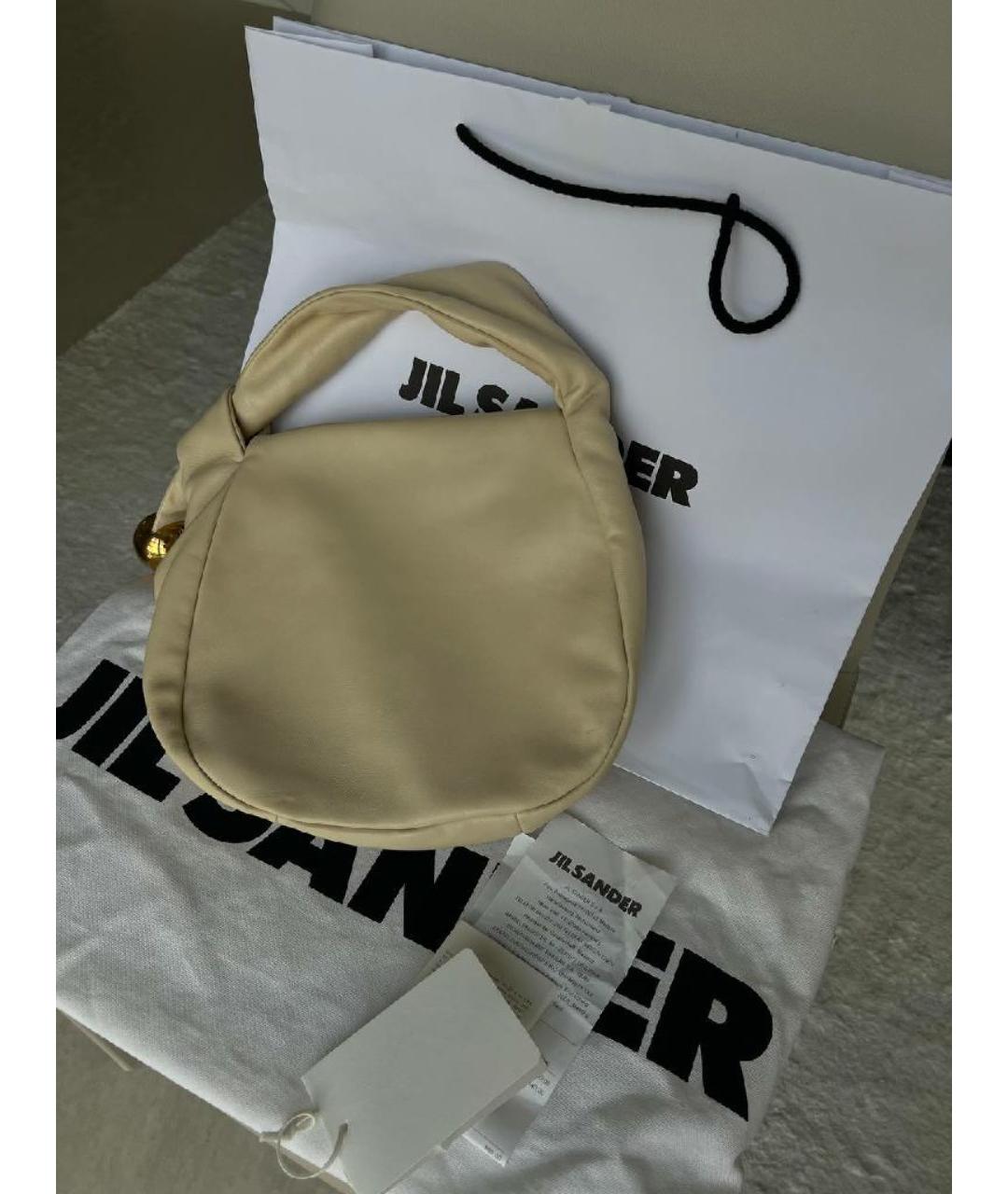 JIL SANDER Бежевая кожаная сумка через плечо, фото 3