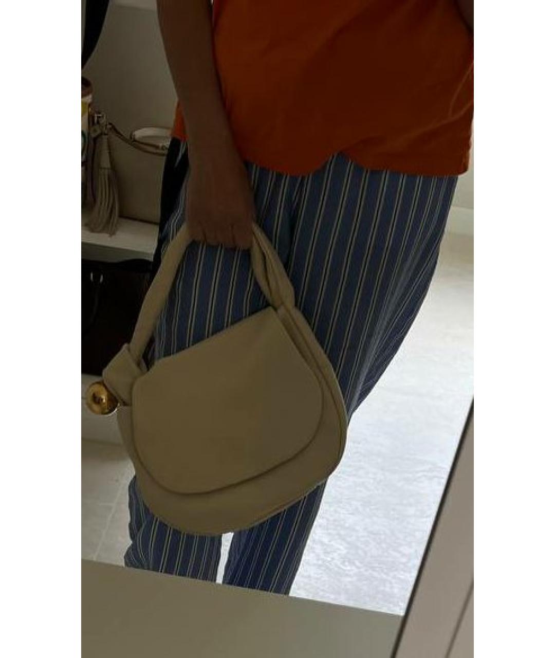 JIL SANDER Бежевая кожаная сумка через плечо, фото 8