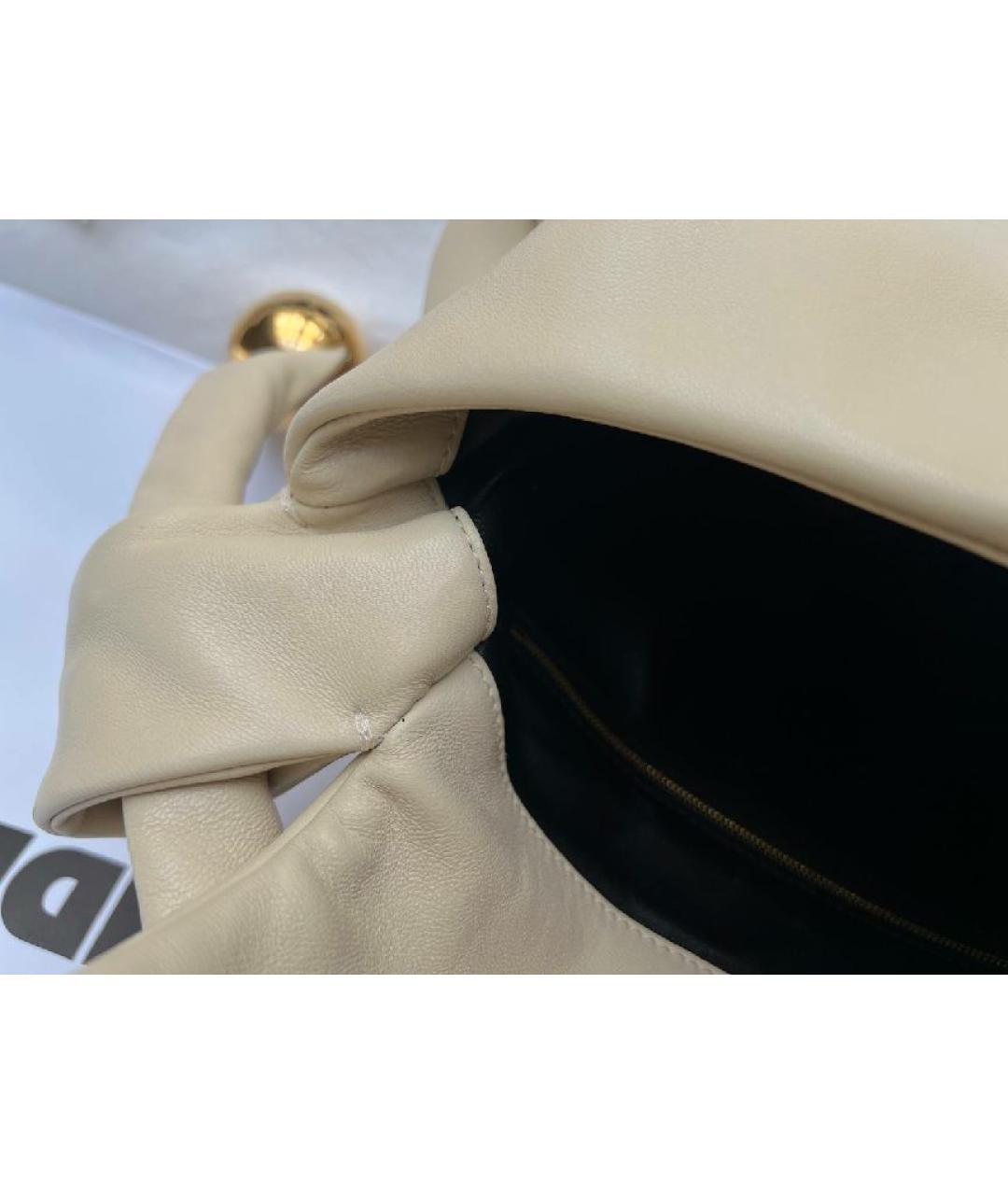 JIL SANDER Бежевая кожаная сумка через плечо, фото 4