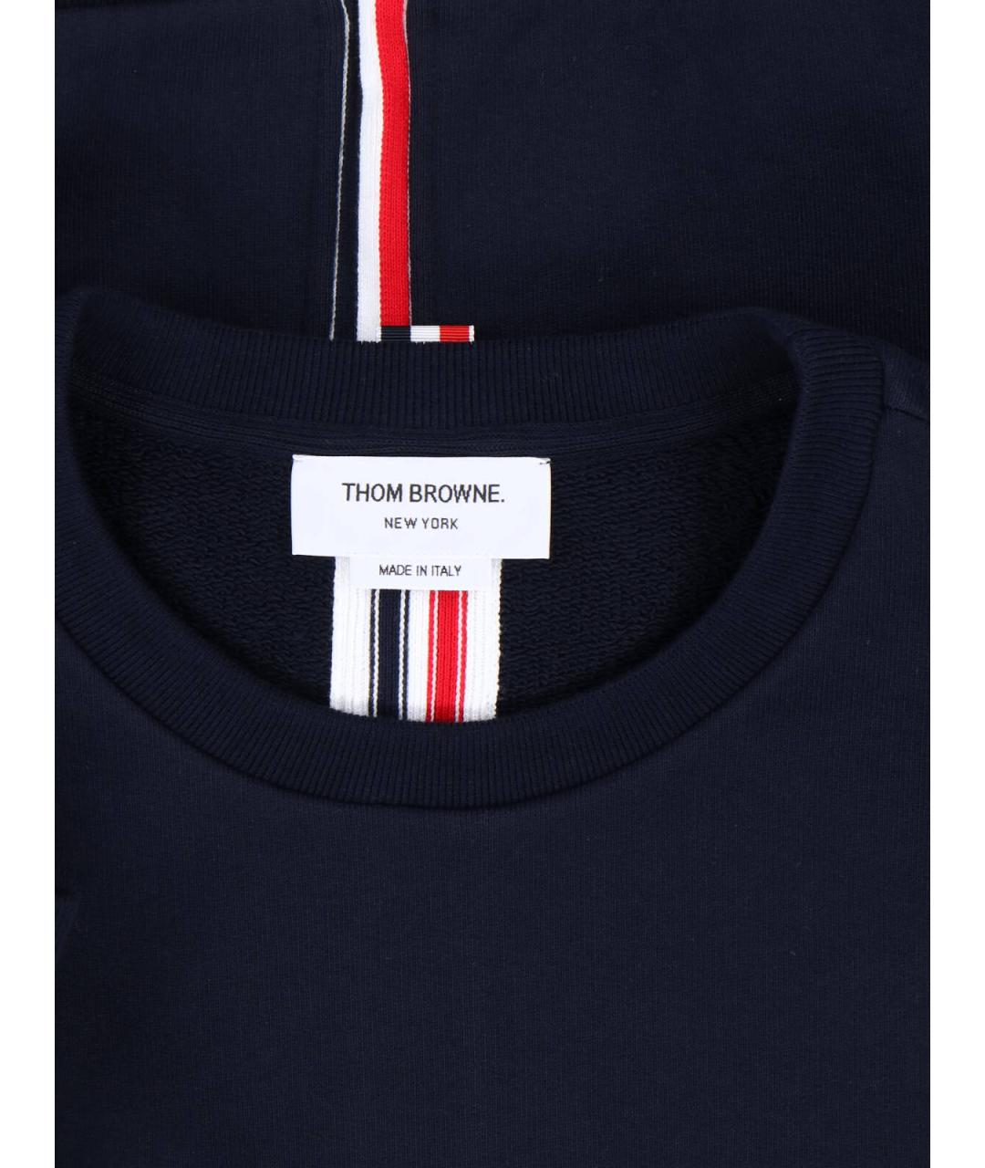 THOM BROWNE Темно-синий хлопковый джемпер / свитер, фото 5