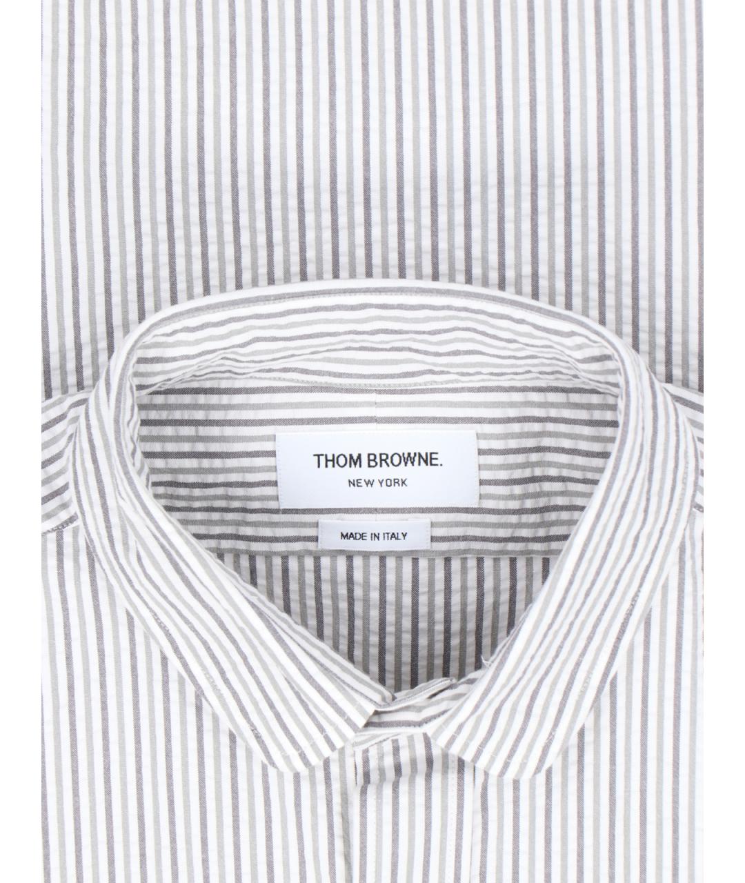 THOM BROWNE Белая хлопковая кэжуал рубашка, фото 3