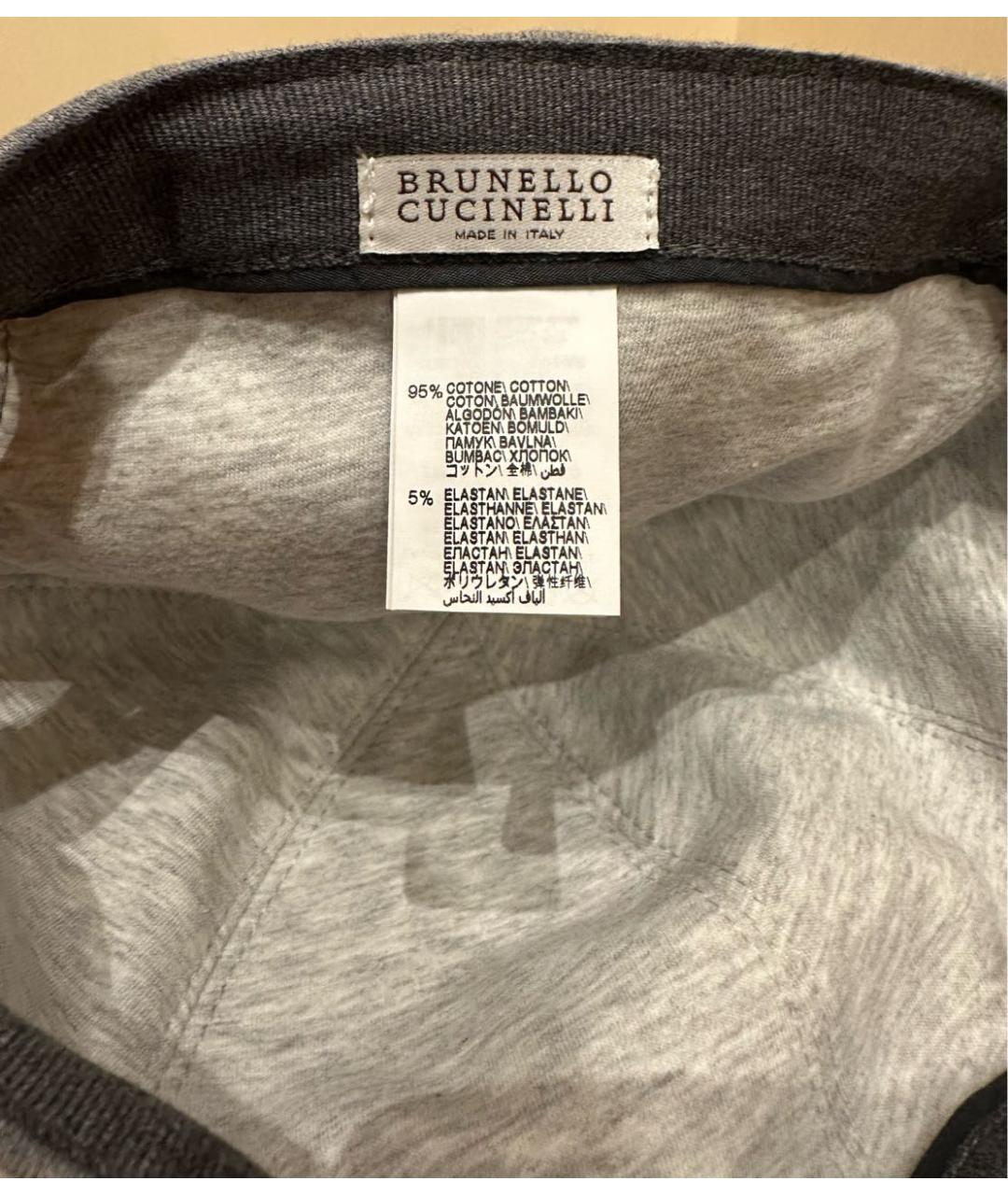 BRUNELLO CUCINELLI Серая хлопковая кепка, фото 3