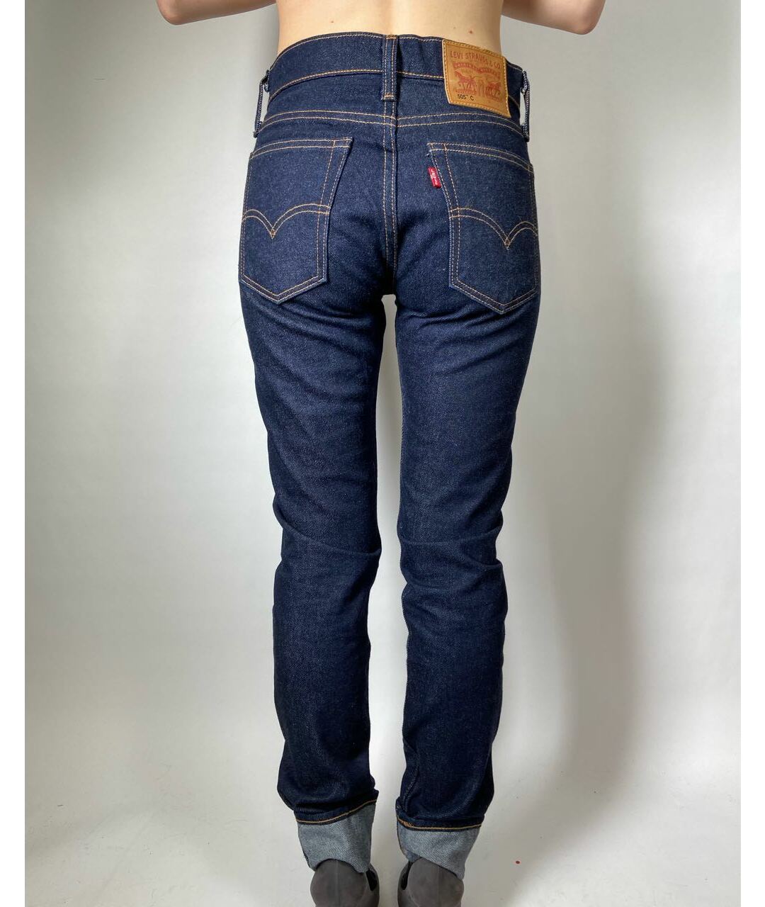 RE/DONE Темно-синие хлопковые джинсы слим, фото 2