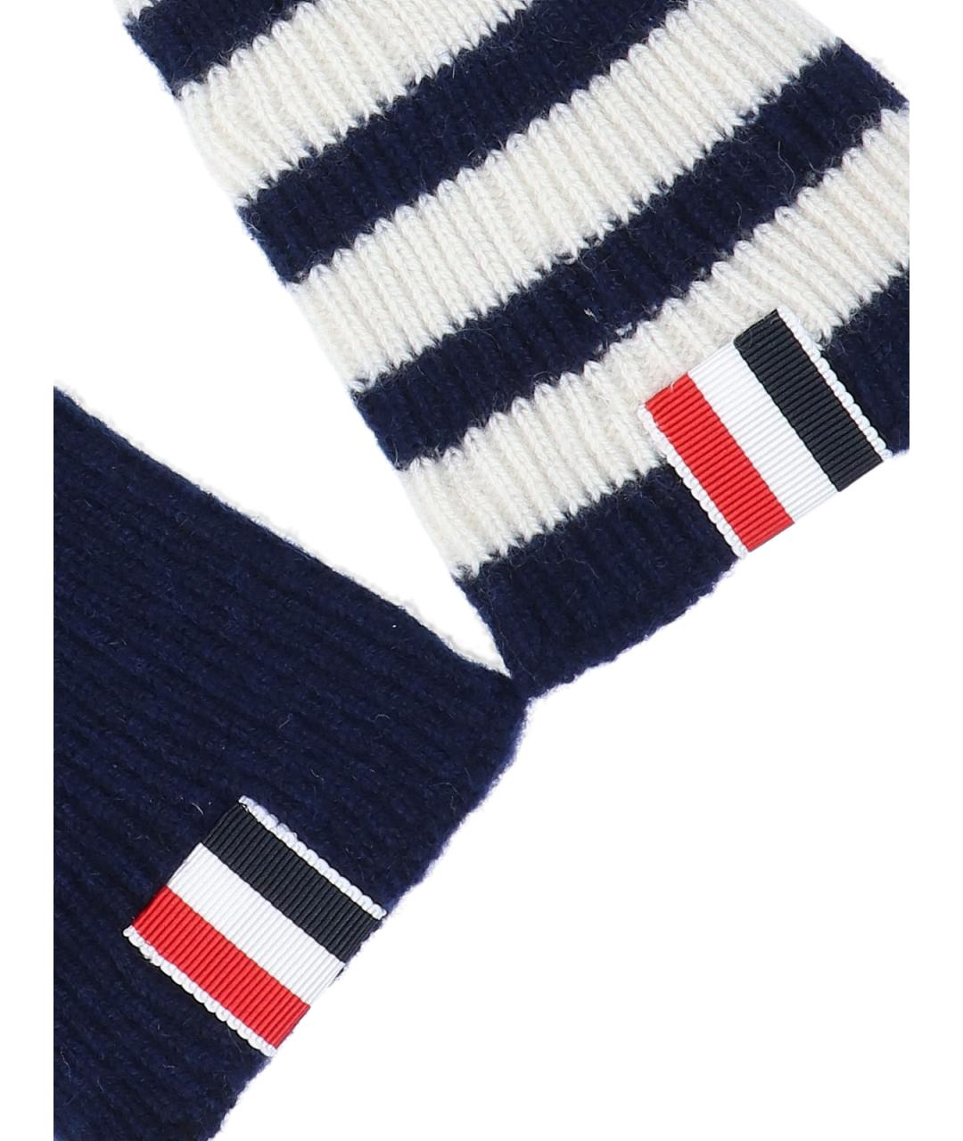 THOM BROWNE Синие кашемировые перчатки, фото 3