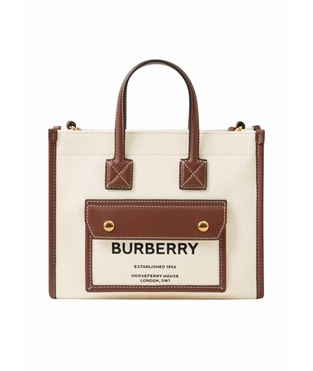 BURBERRY Бежевая тканевая сумка тоут, фото 1