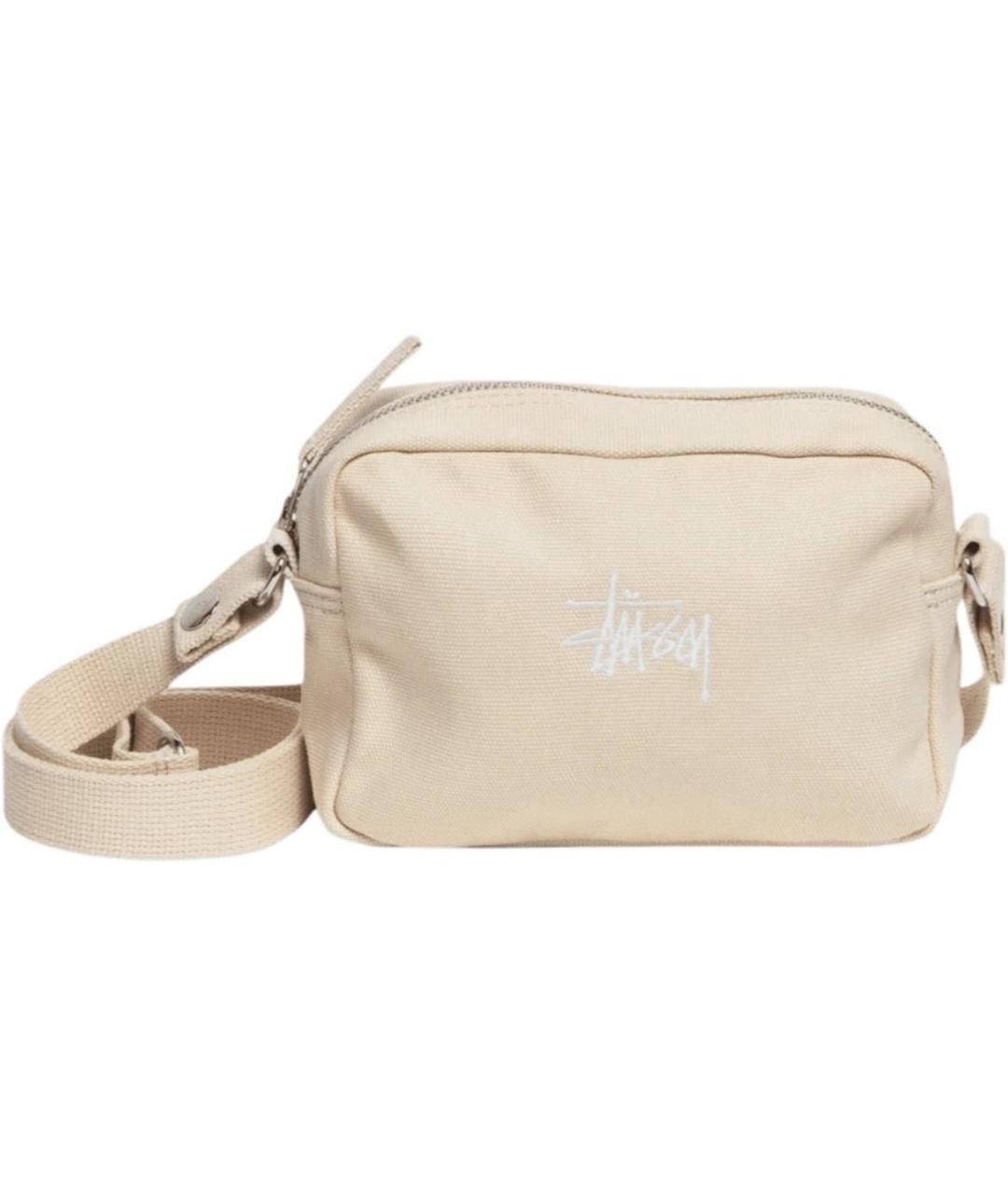 STUSSY Бежевая хлопковая сумка на плечо, фото 1