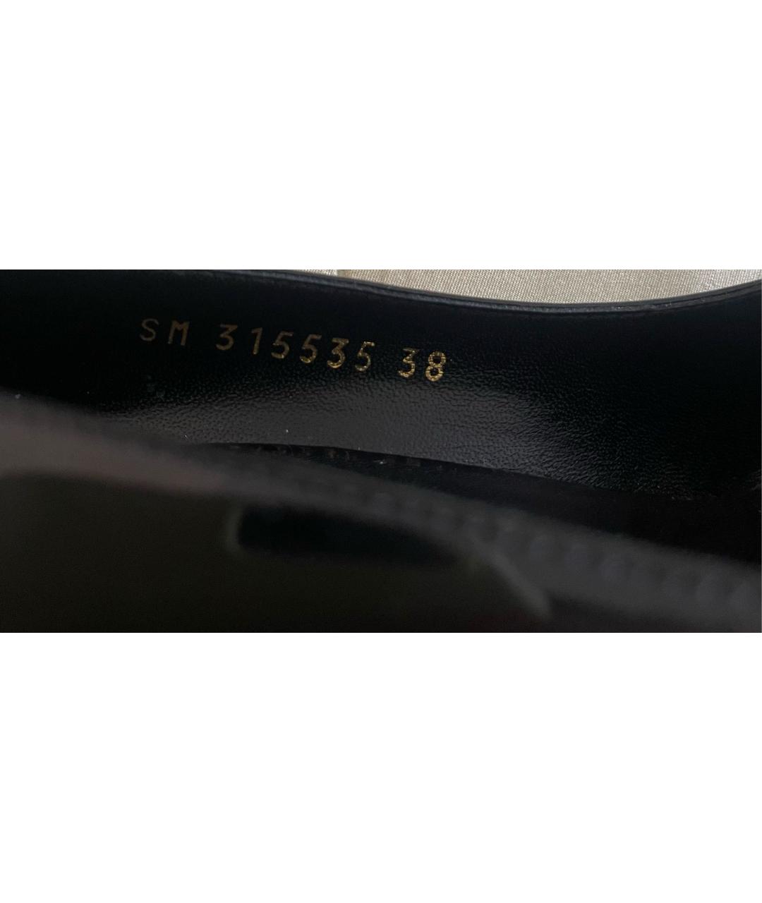 SAINT LAURENT Черные лодочки на низком каблуке из лакированной кожи, фото 6