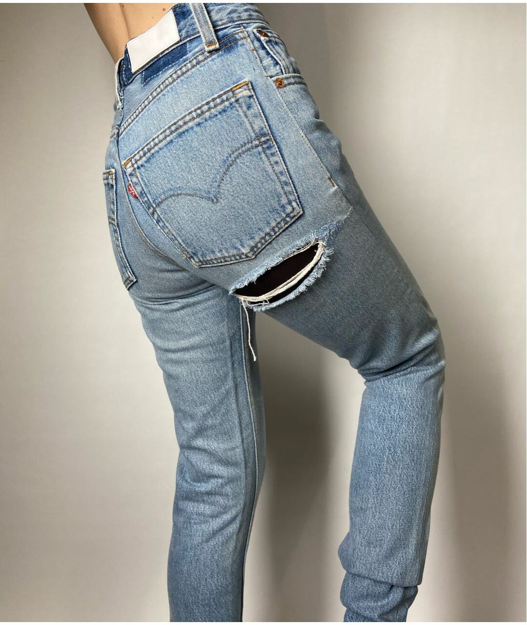 LEVI'S Голубые хлопковые прямые джинсы, фото 4