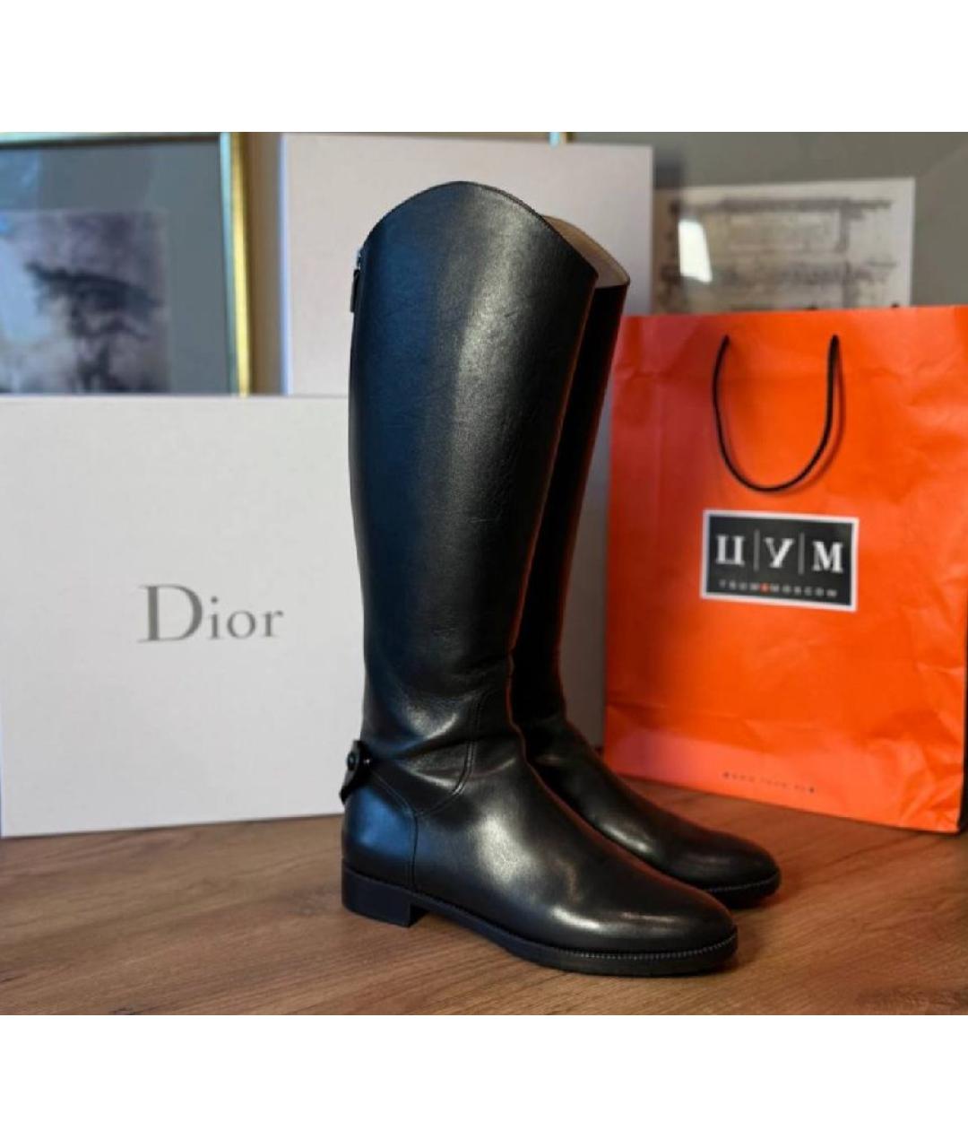CHRISTIAN DIOR Черные кожаные сапоги, фото 8