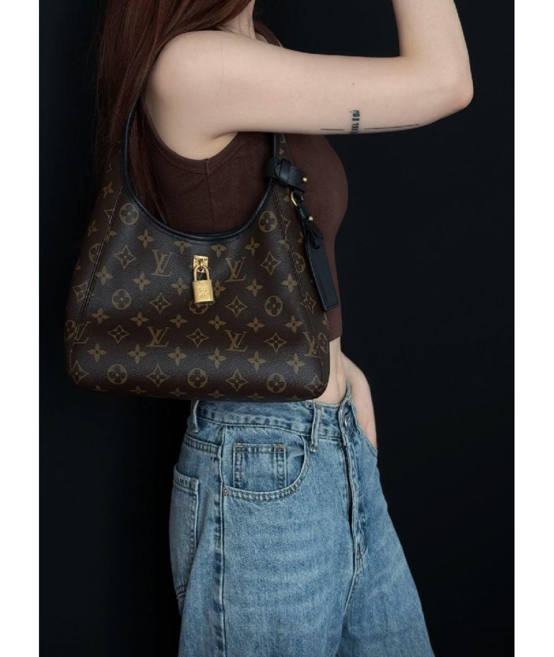 LOUIS VUITTON Коричневая кожаная сумка с короткими ручками, фото 8