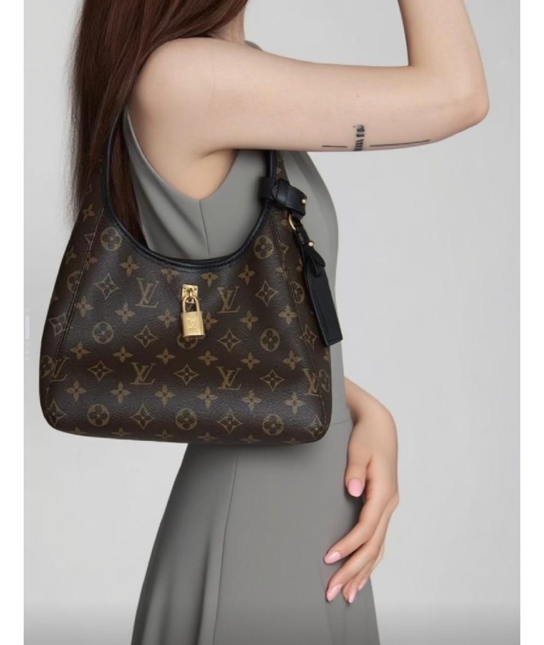 LOUIS VUITTON Коричневая кожаная сумка с короткими ручками, фото 7