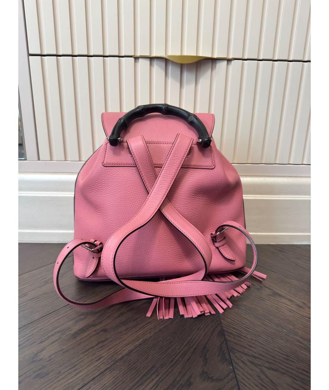 GUCCI Розовый кожаный рюкзак, фото 3