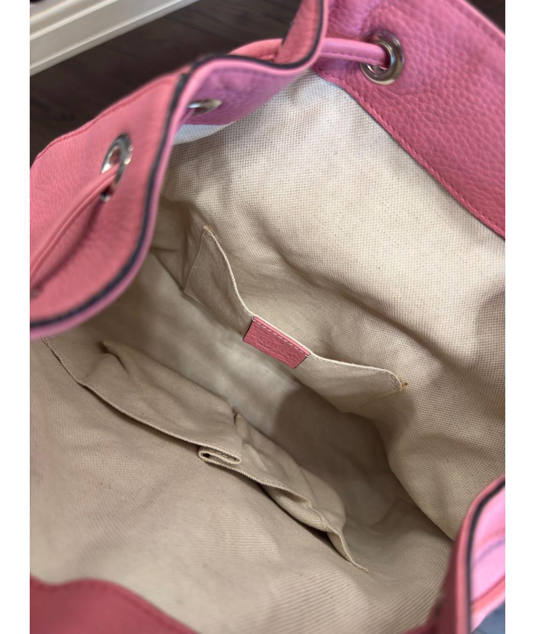 GUCCI Розовый кожаный рюкзак, фото 4