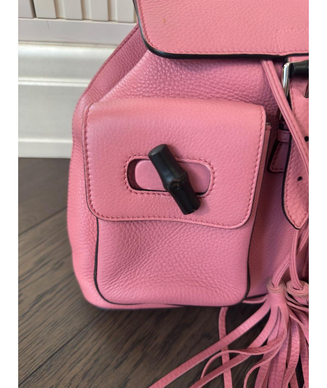GUCCI Розовый кожаный рюкзак, фото 7