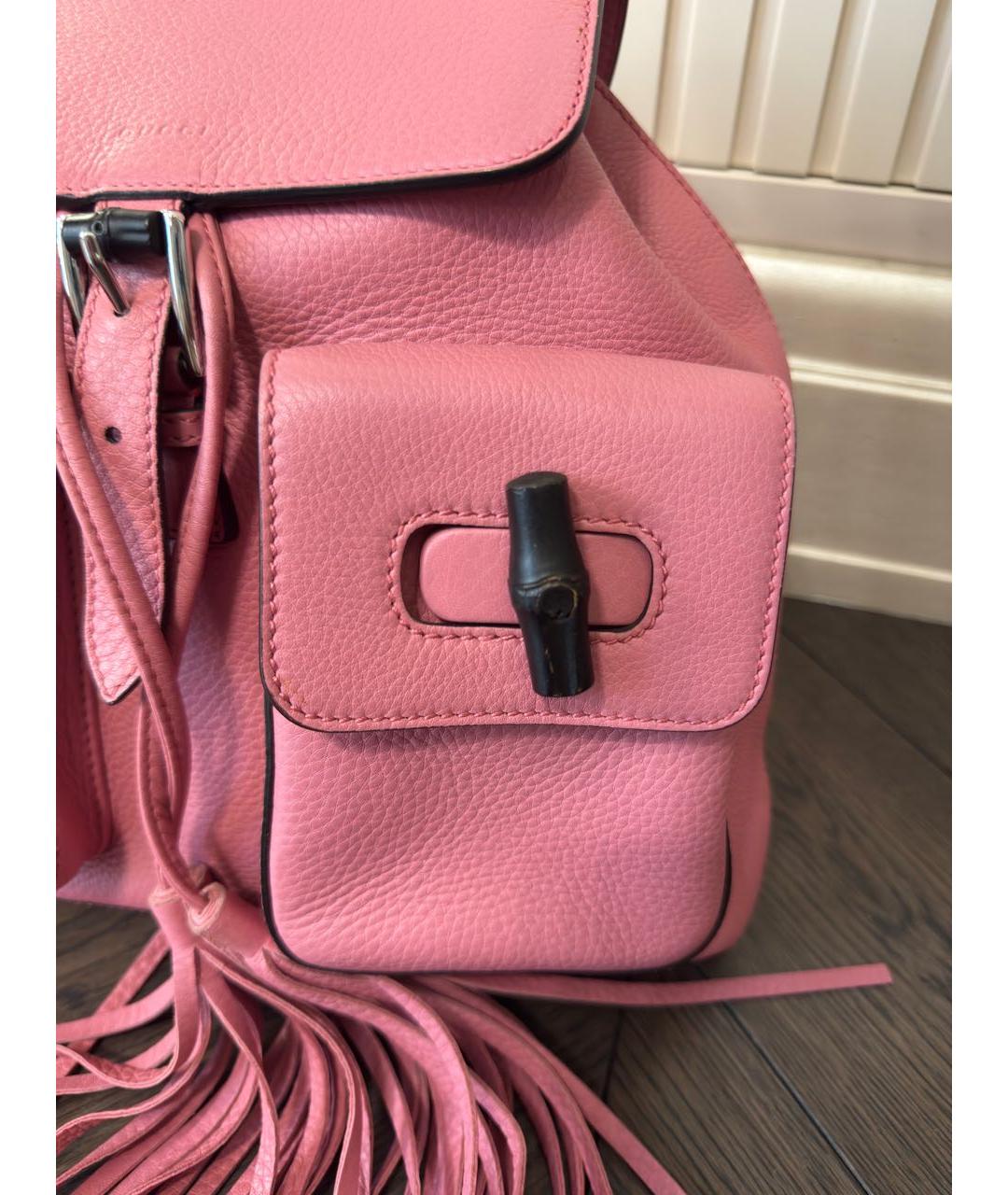 GUCCI Розовый кожаный рюкзак, фото 6