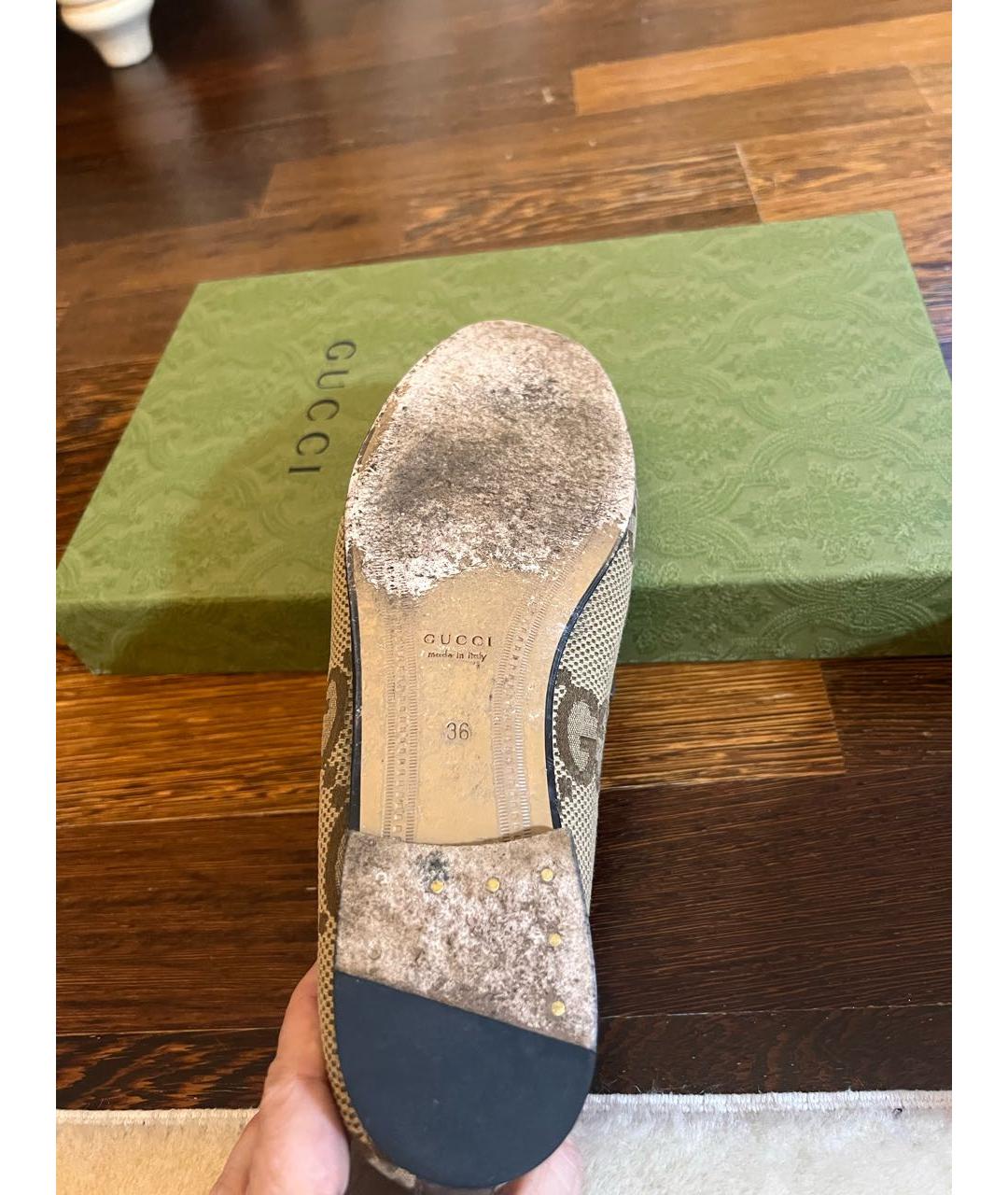 GUCCI Бежевые мокасины, фото 5