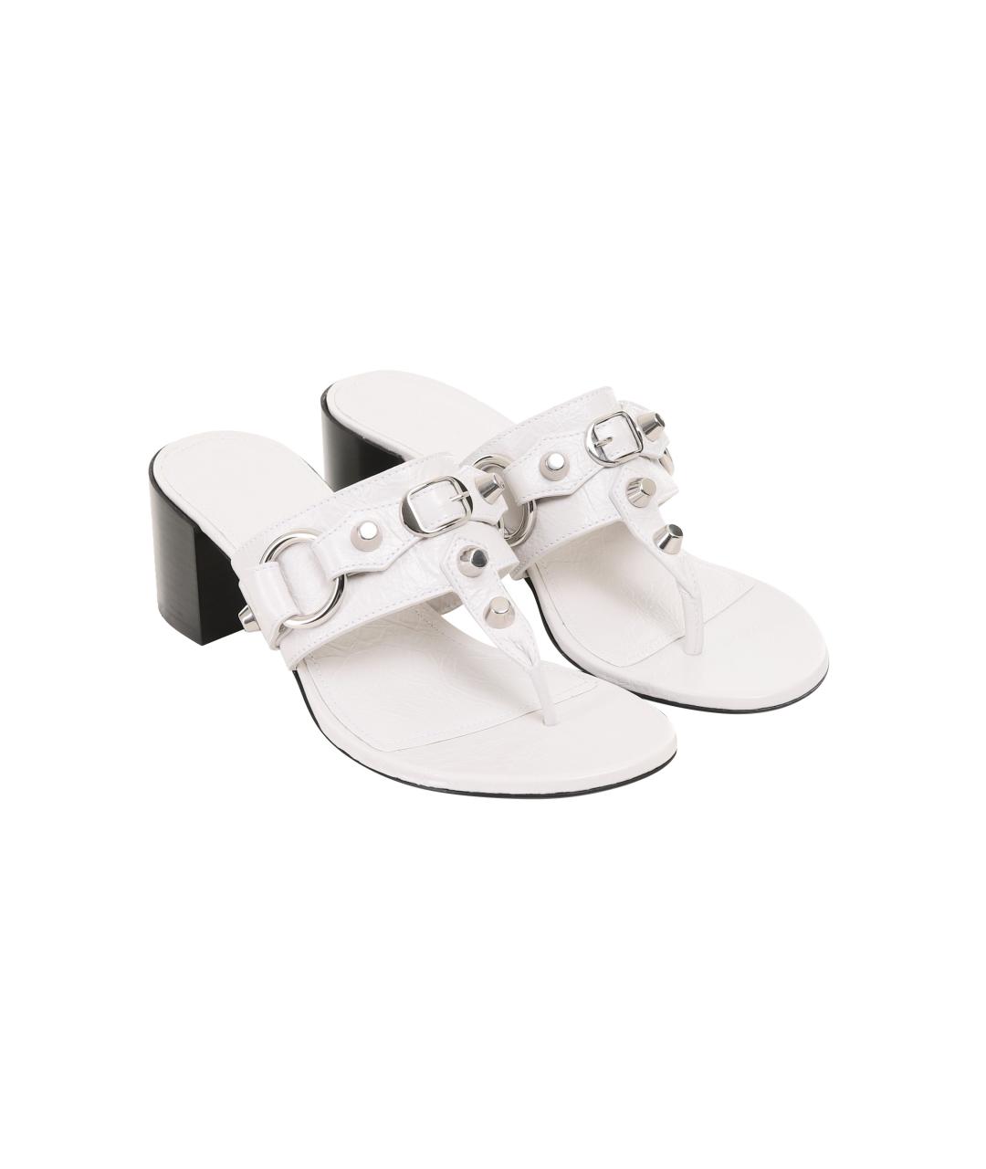 BALENCIAGA Белые кожаные босоножки, фото 2