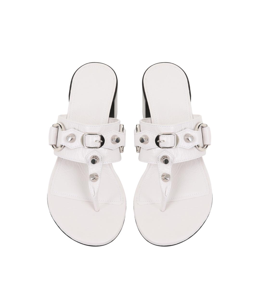 BALENCIAGA Белые кожаные босоножки, фото 3