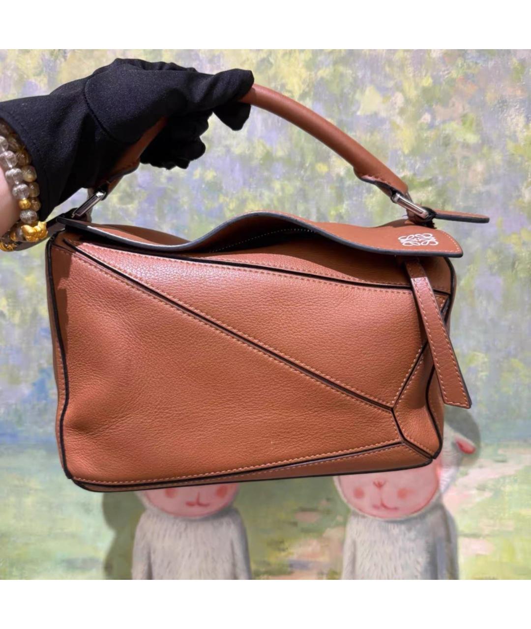 LOEWE Коричневая кожаная сумка с короткими ручками, фото 7