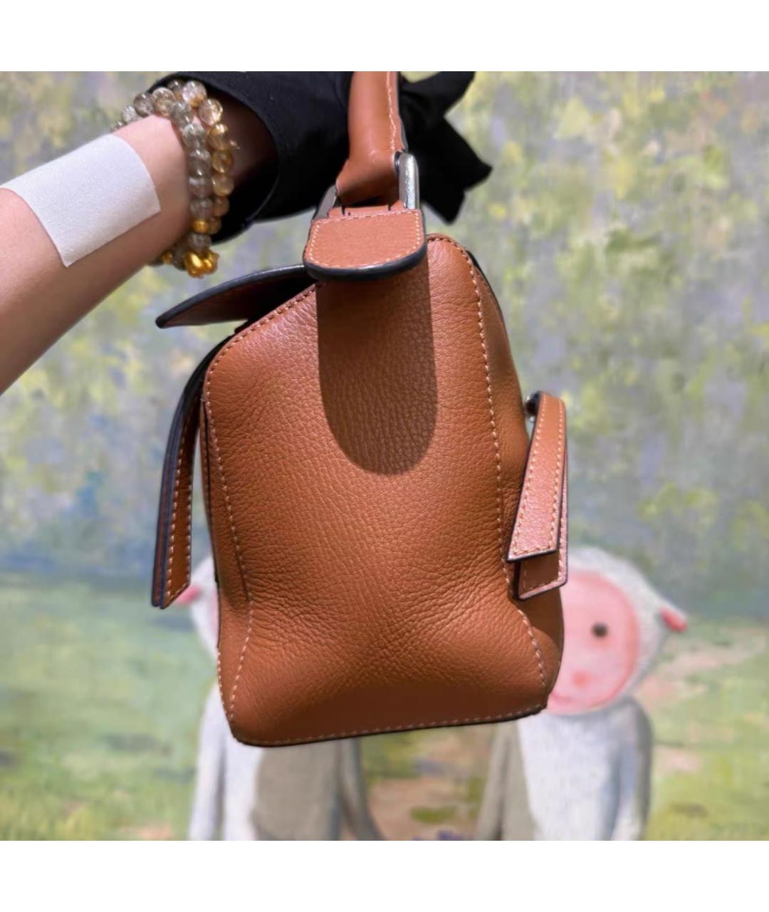 LOEWE Коричневая кожаная сумка с короткими ручками, фото 3