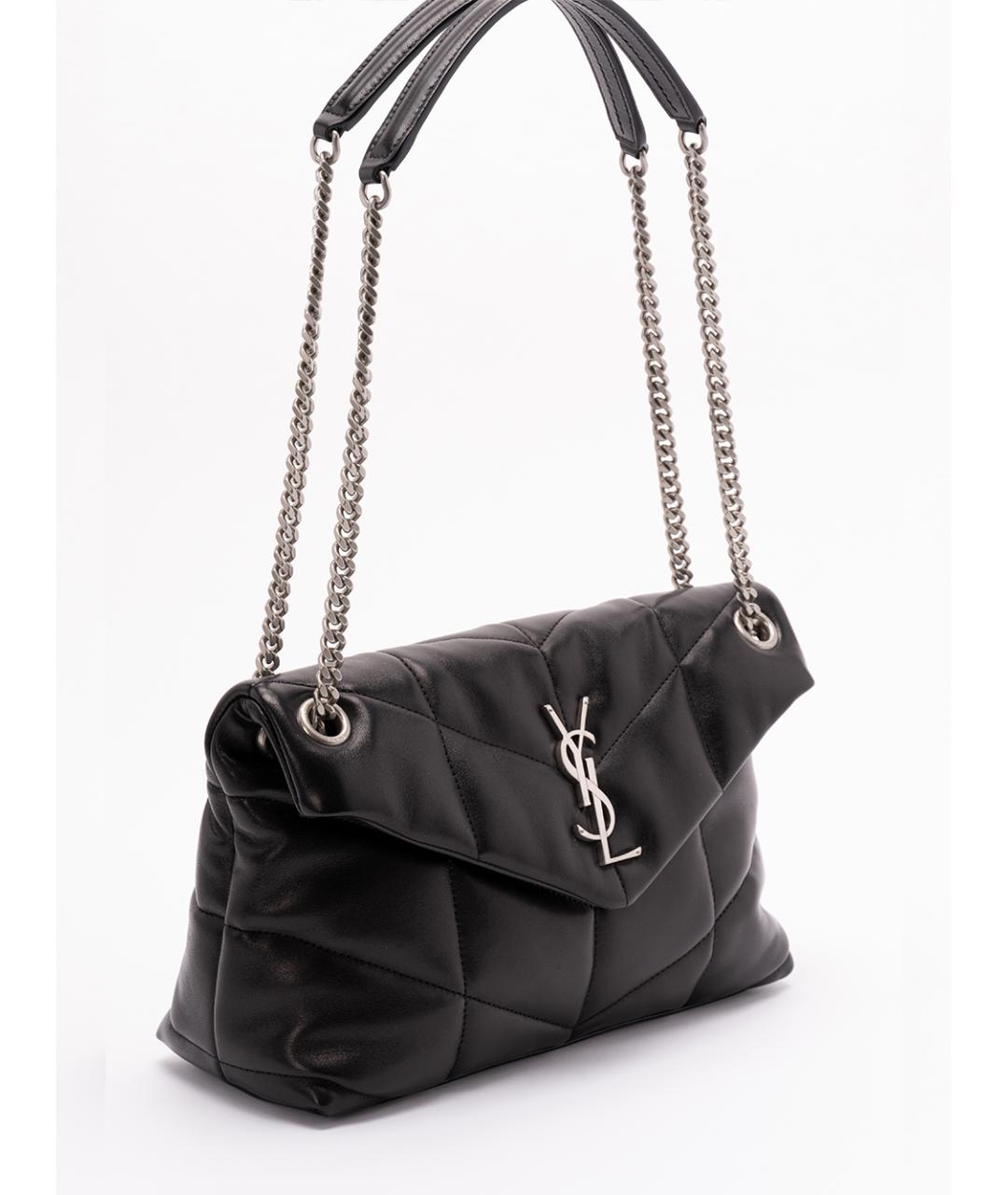 SAINT LAURENT Черная кожаная сумка через плечо, фото 3