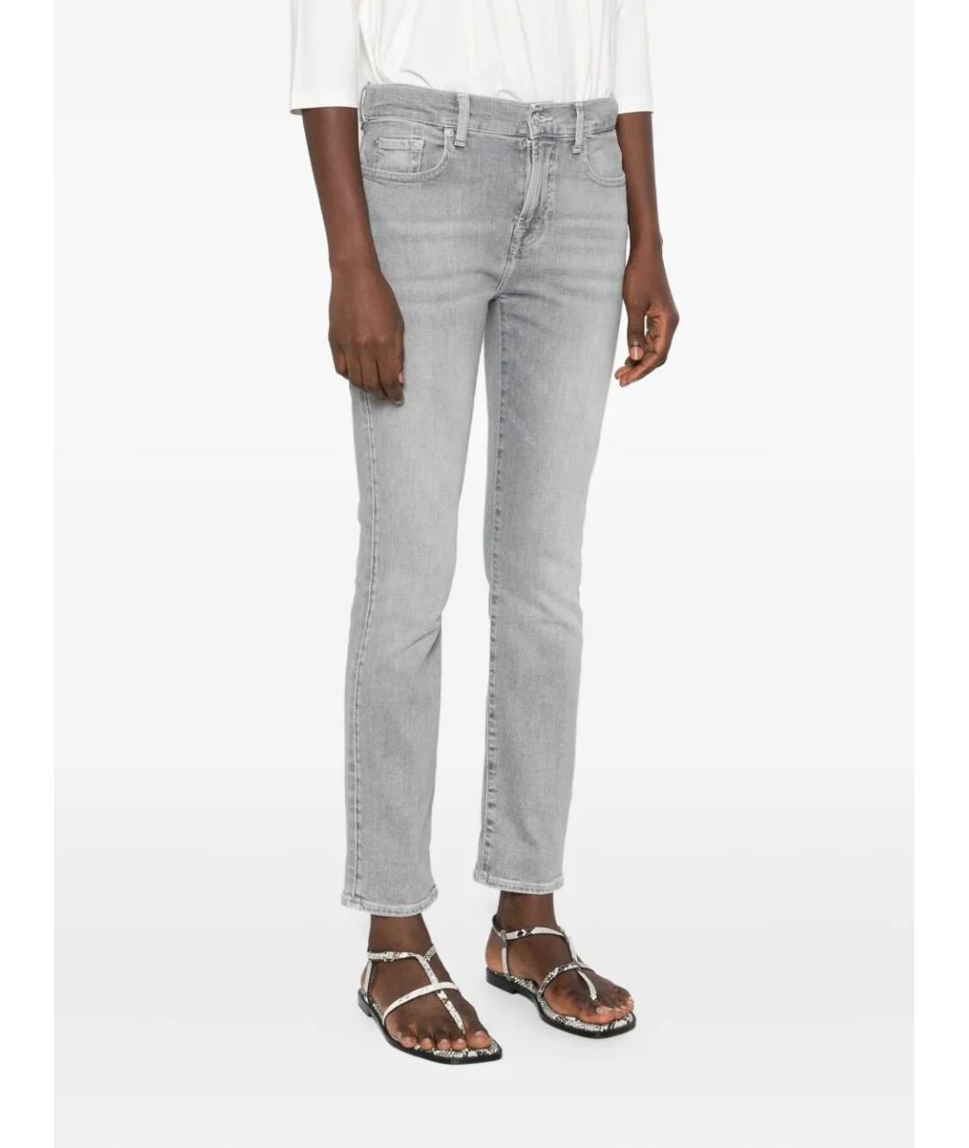 7 FOR ALL MANKIND Серые хлопковые прямые джинсы, фото 4