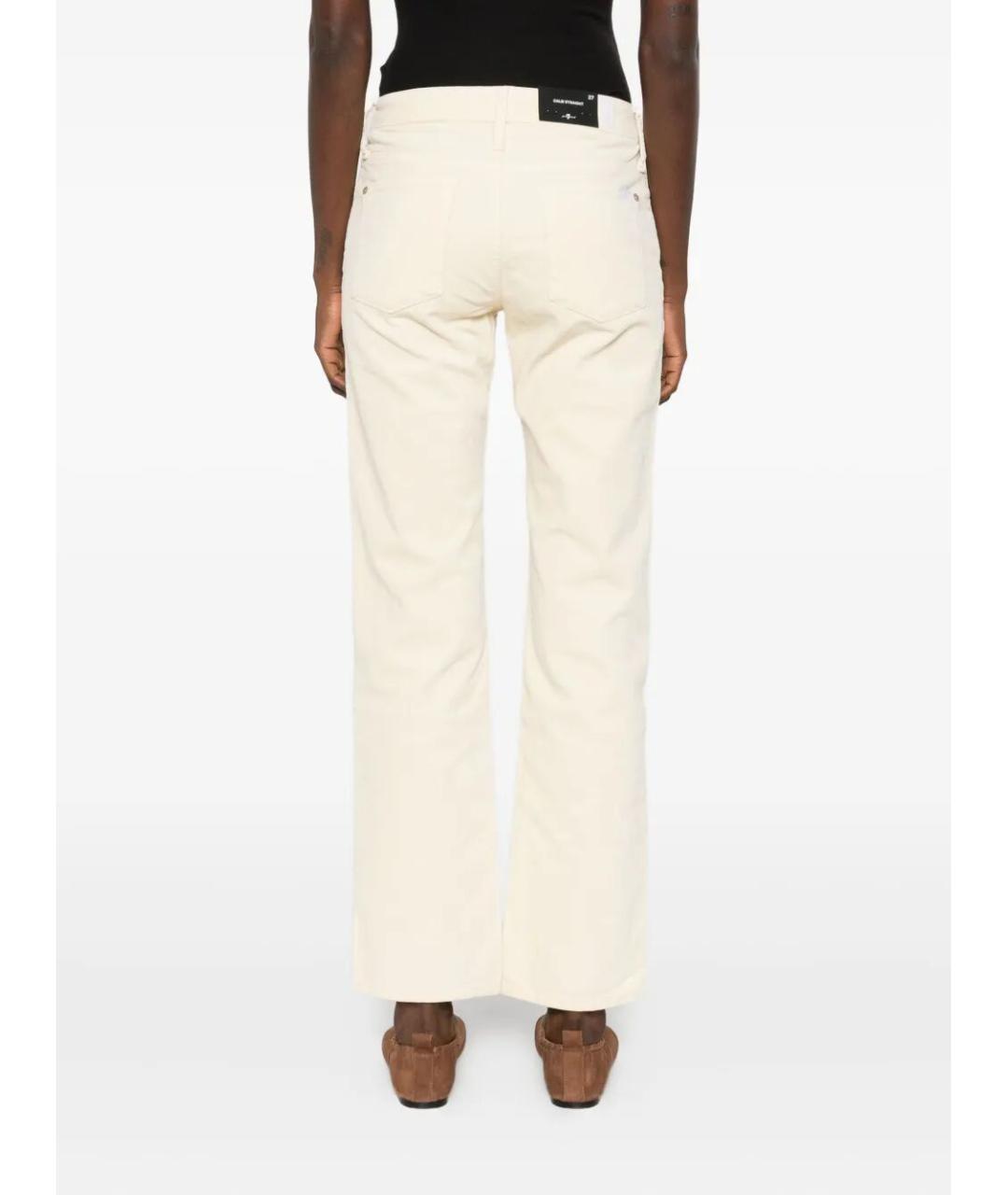 7 FOR ALL MANKIND Бежевые хлопковые прямые джинсы, фото 4