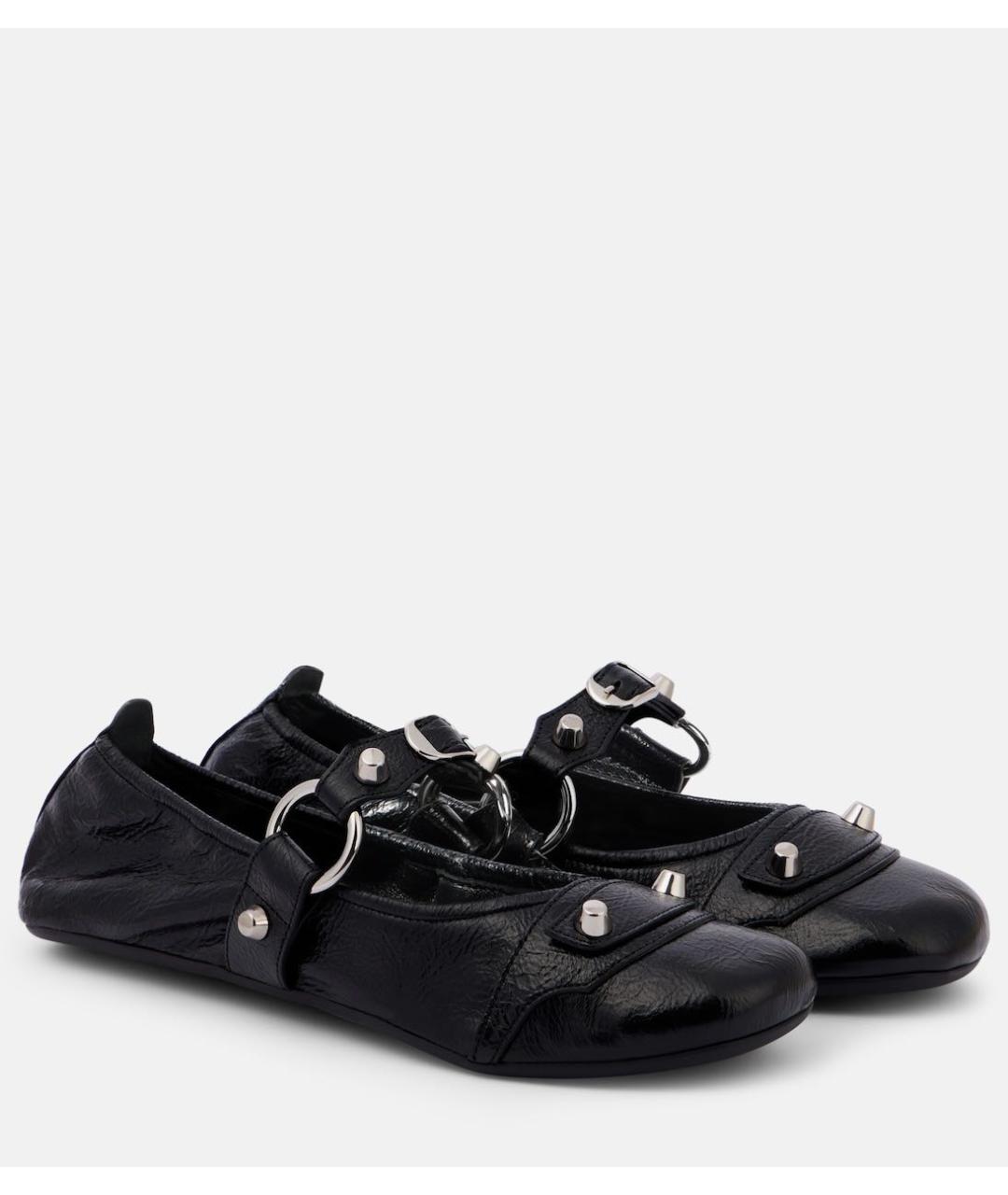 BALENCIAGA Черные кожаные балетки, фото 6