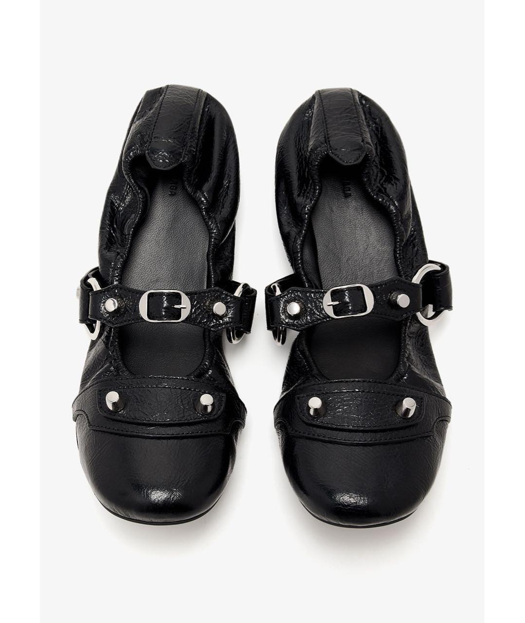 BALENCIAGA Черные кожаные балетки, фото 2