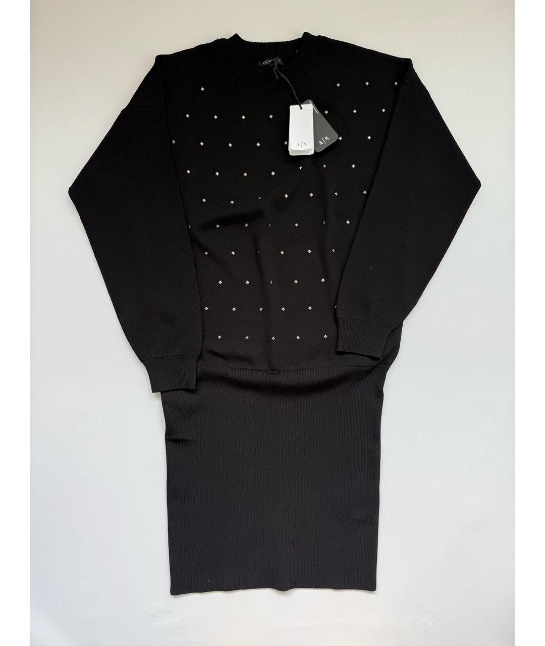 ARMANI EXCHANGE Черное вискозное повседневное платье, фото 7