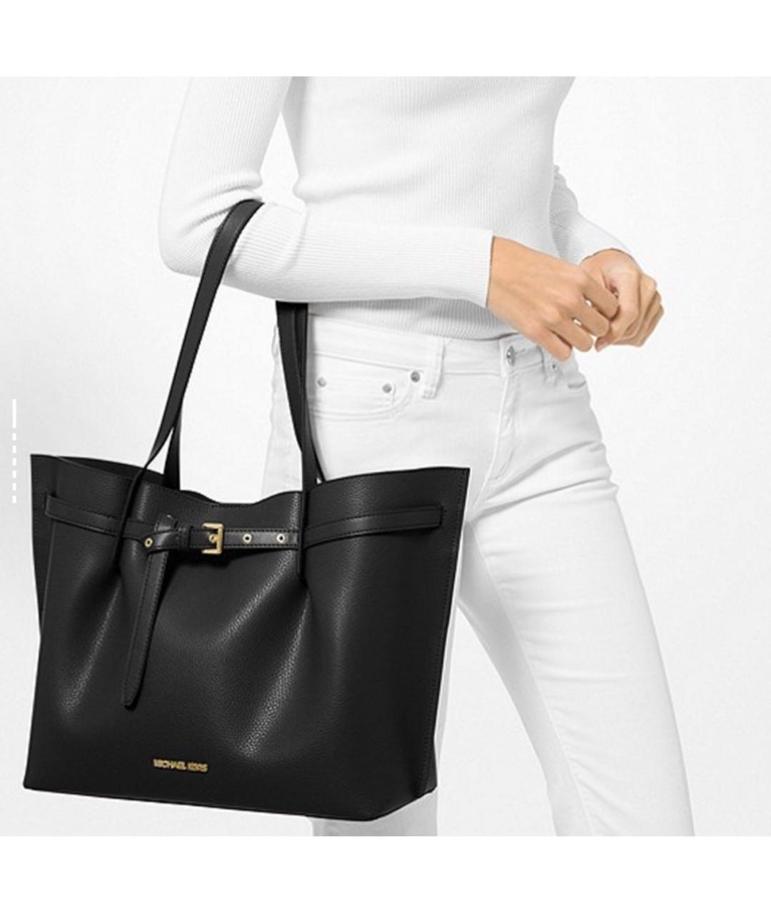 MICHAEL KORS Черная сумка тоут из искусственной кожи, фото 5
