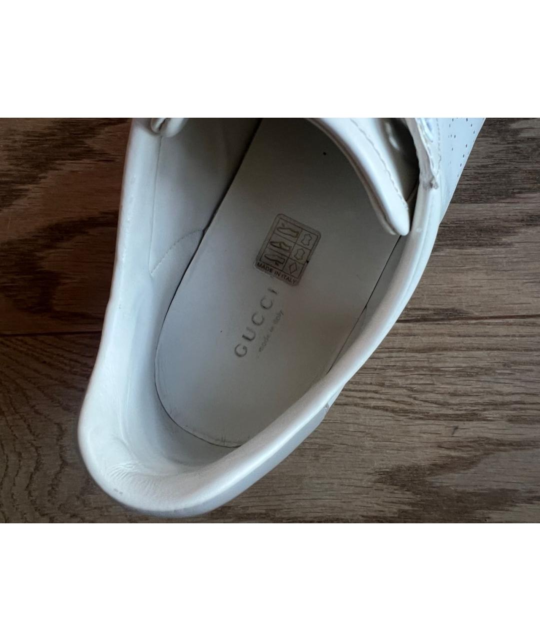 GUCCI Белые кожаные кеды, фото 7