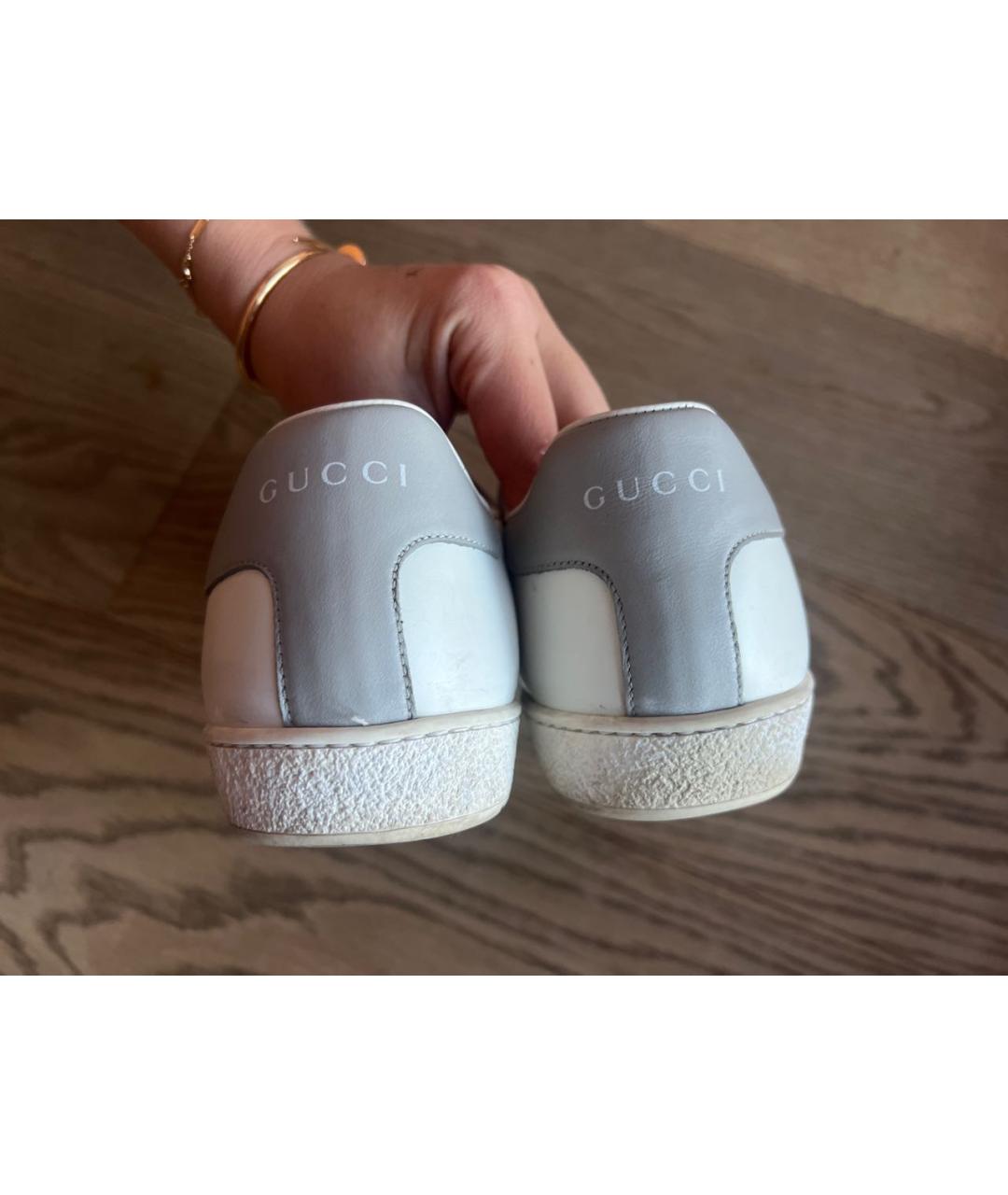 GUCCI Белые кожаные кеды, фото 4