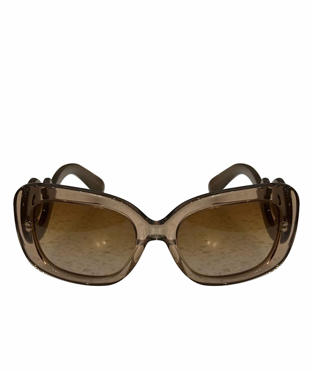 PRADA Коричневые пластиковые солнцезащитные очки, фото 1