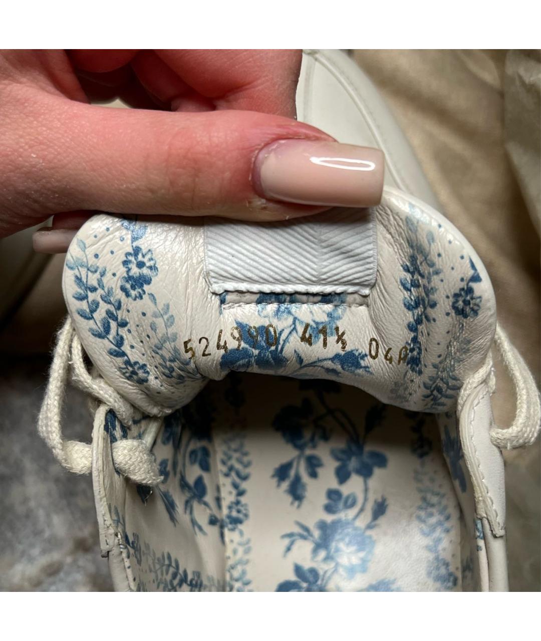 GUCCI Бежевые кожаные кроссовки, фото 4