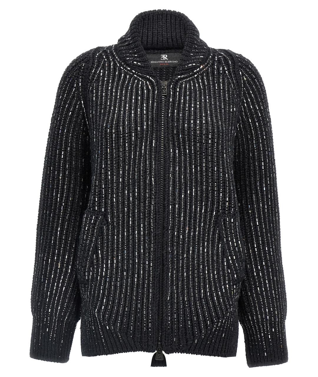 ERMANNO SCERVINO Антрацитовый шерстяной кардиган, фото 1