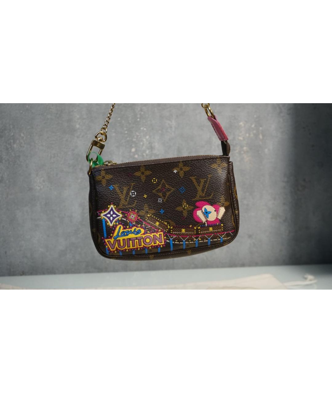LOUIS VUITTON Коричневая кожаная сумка с короткими ручками, фото 3