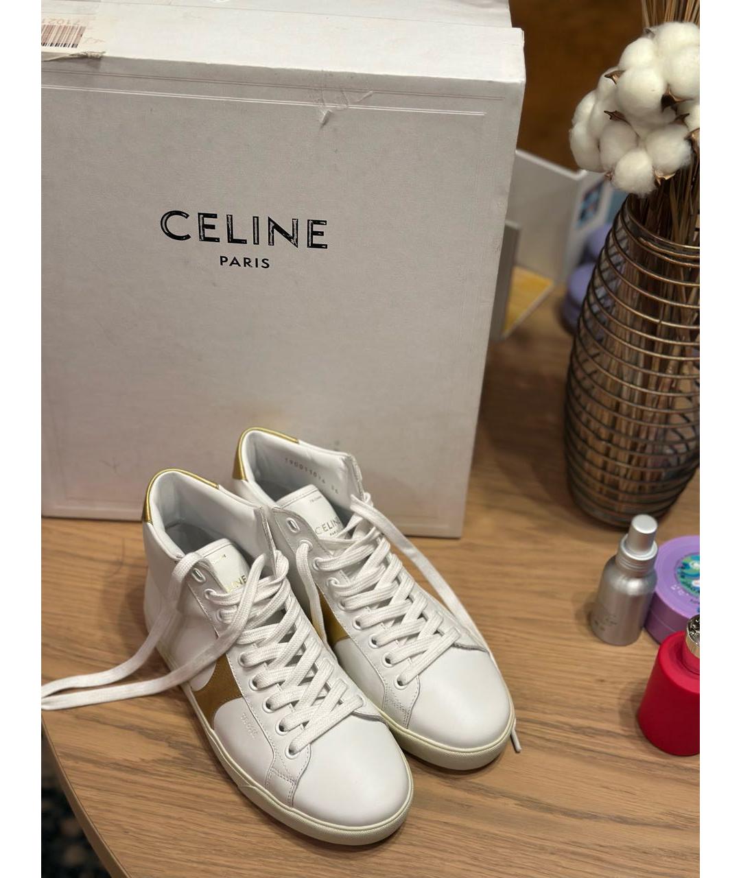CELINE Белые кожаные кеды, фото 5