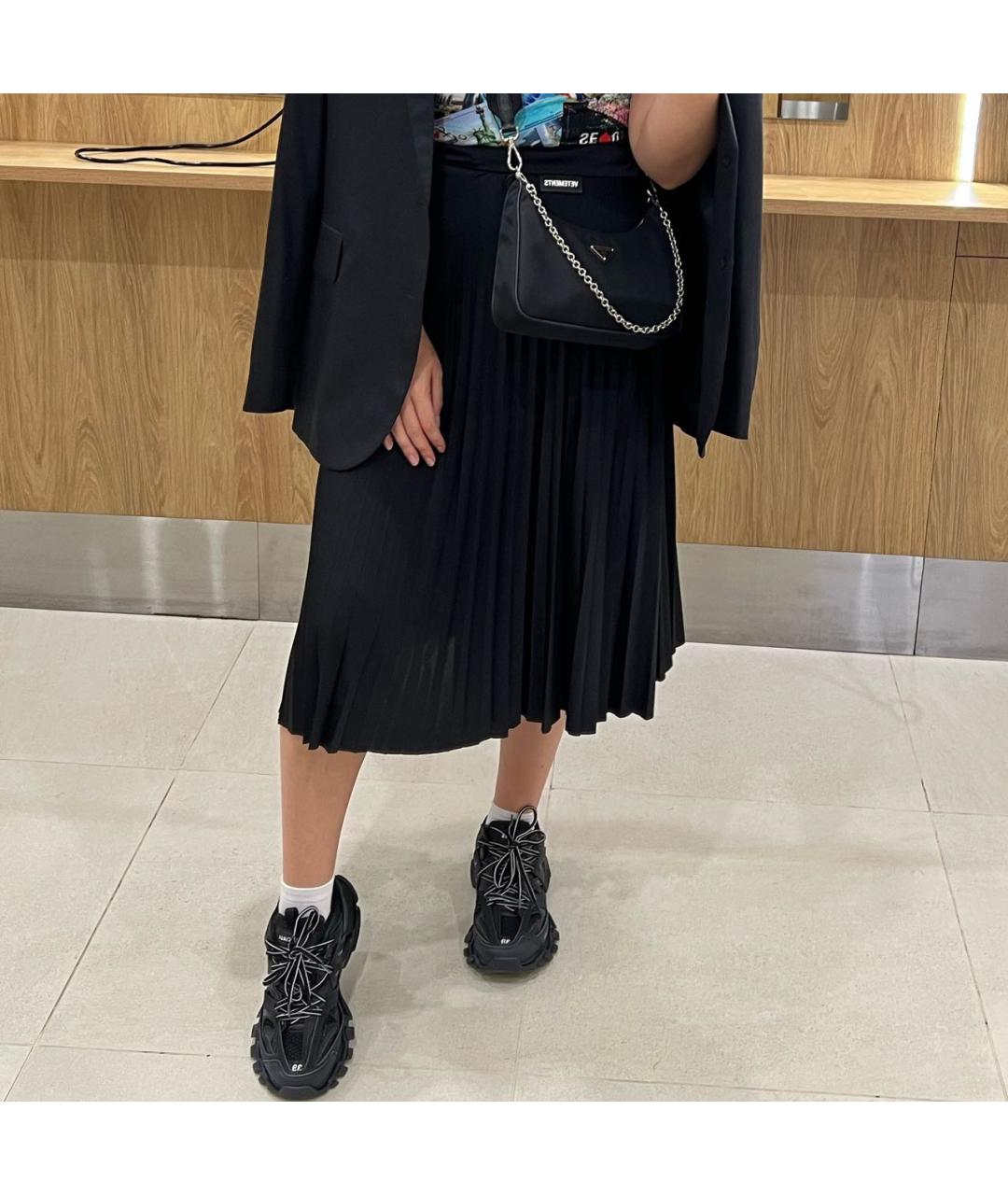 VETEMENTS Черная полиэстеровая юбка миди, фото 4