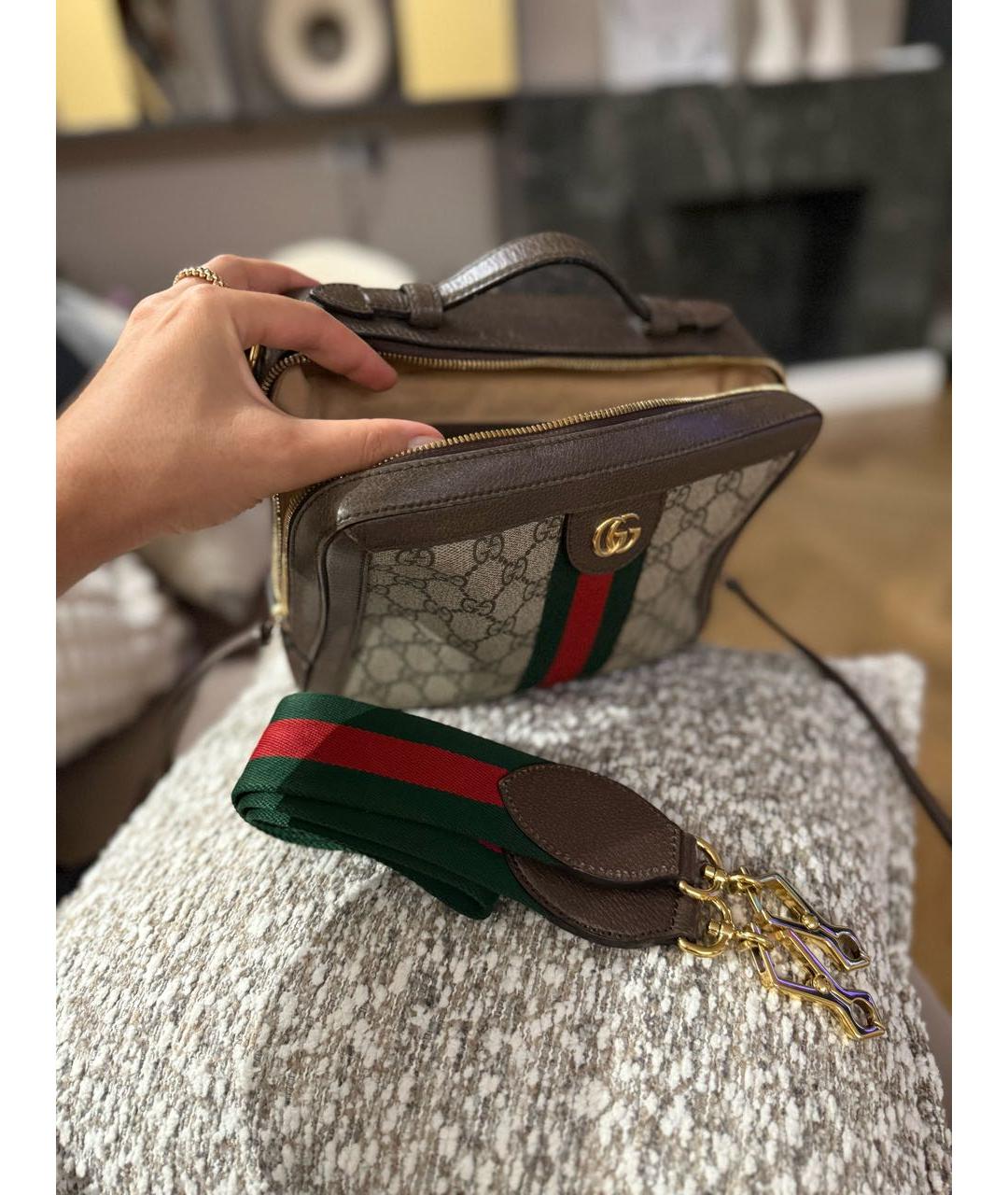 GUCCI Коричневая сумка через плечо из искусственной кожи, фото 4